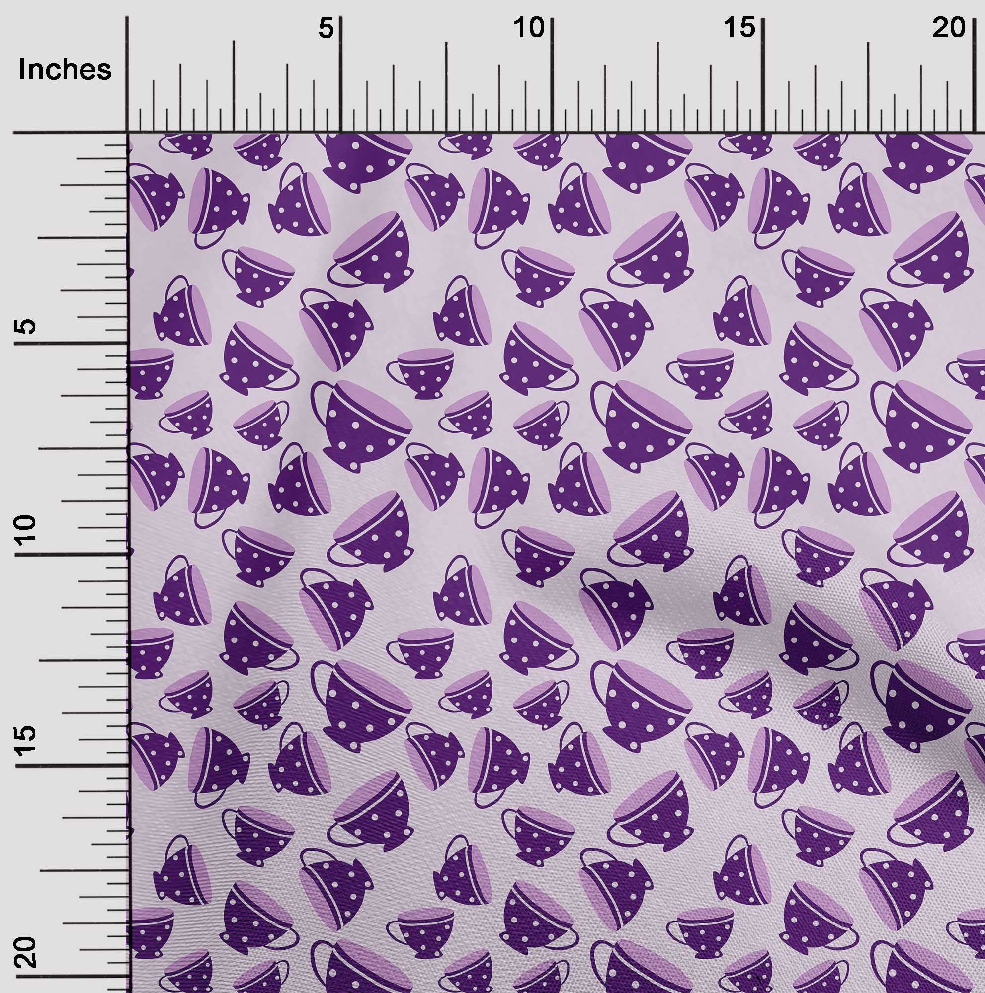 oneOone Rayon Purple Fabric - 56 Inch Wide by The Yard for DIY Sewing, Tea Cups, Utensils & Crafts | Soft Material for Quilting, Apparel & Home Decor Projects