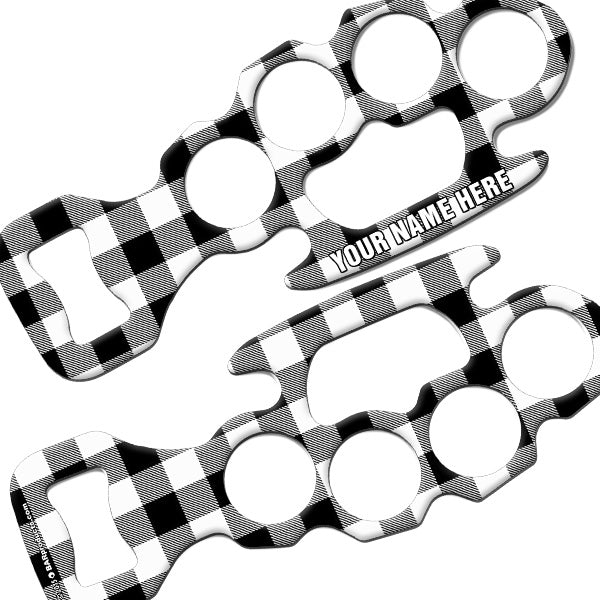 Personalized Knuckle Buster Bottle Opener - Vintage Hipster Plaid Design for Bars, Parties & Outdoor Adventures