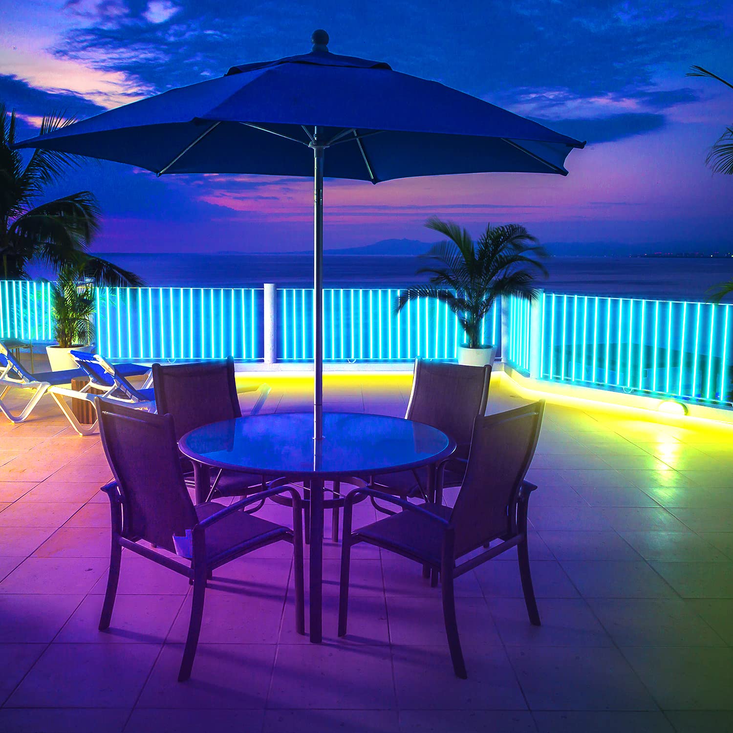 16.4ft LED Neon Strip Lights with Remote & APP Control, IP65 Waterproof 24V RGB Flexible Rope Lights for Bedroom, Party, Outdoor Decor - Perfect for Home, Bar, Wedding, and Holiday Lighting