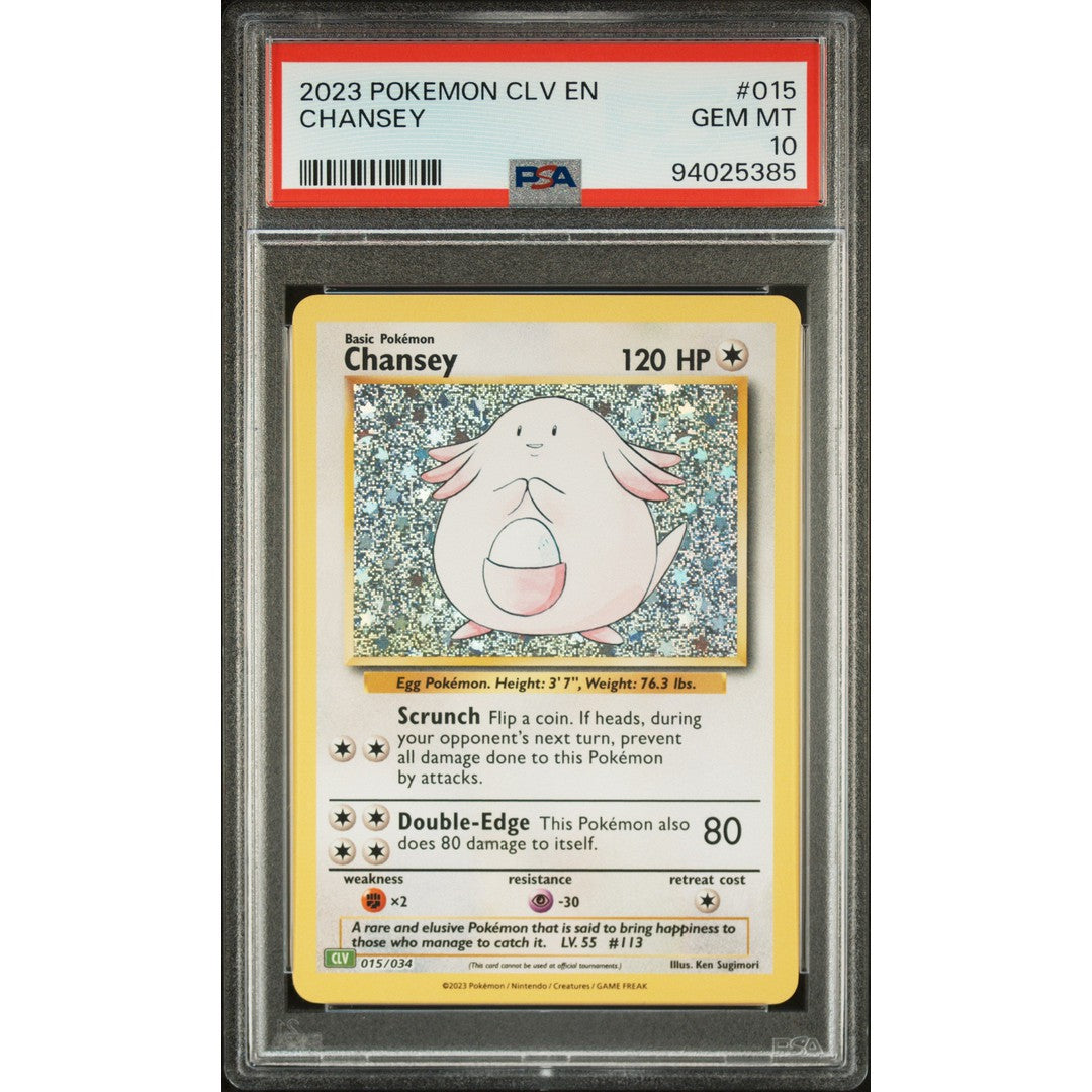 2023 Pokemon Classic Collection Chansey 015/034 PSA 10 Graded Card - Rare Trading Card for Collectors, Battles & Gaming Tournaments