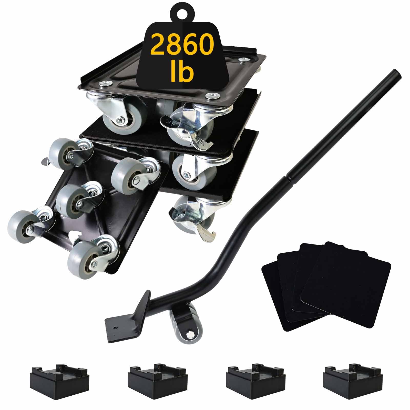 Heavy Duty 5-Wheel Furniture Dolly Slider with Brakes - 2860 lbs Capacity for Moving Sofas, Refrigerators & Appliances | Universal Moving Tool for Home, Office & Warehouse Relocation