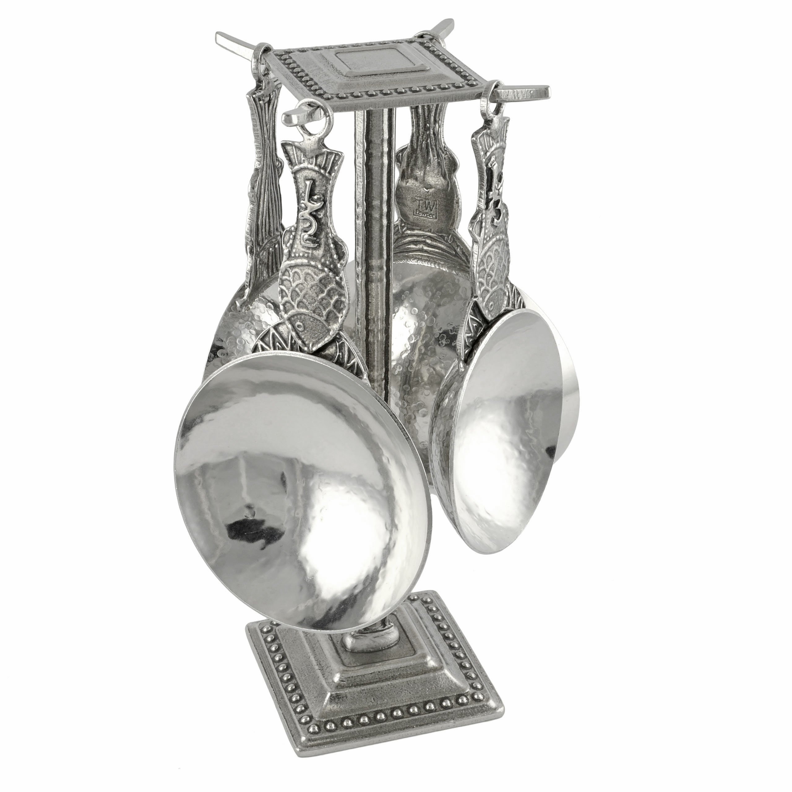 Premium Crosby & Taylor Pewter Fish Measuring Cups Set with Display Stand - Perfect for Baking, Cooking, and Kitchen Decor
