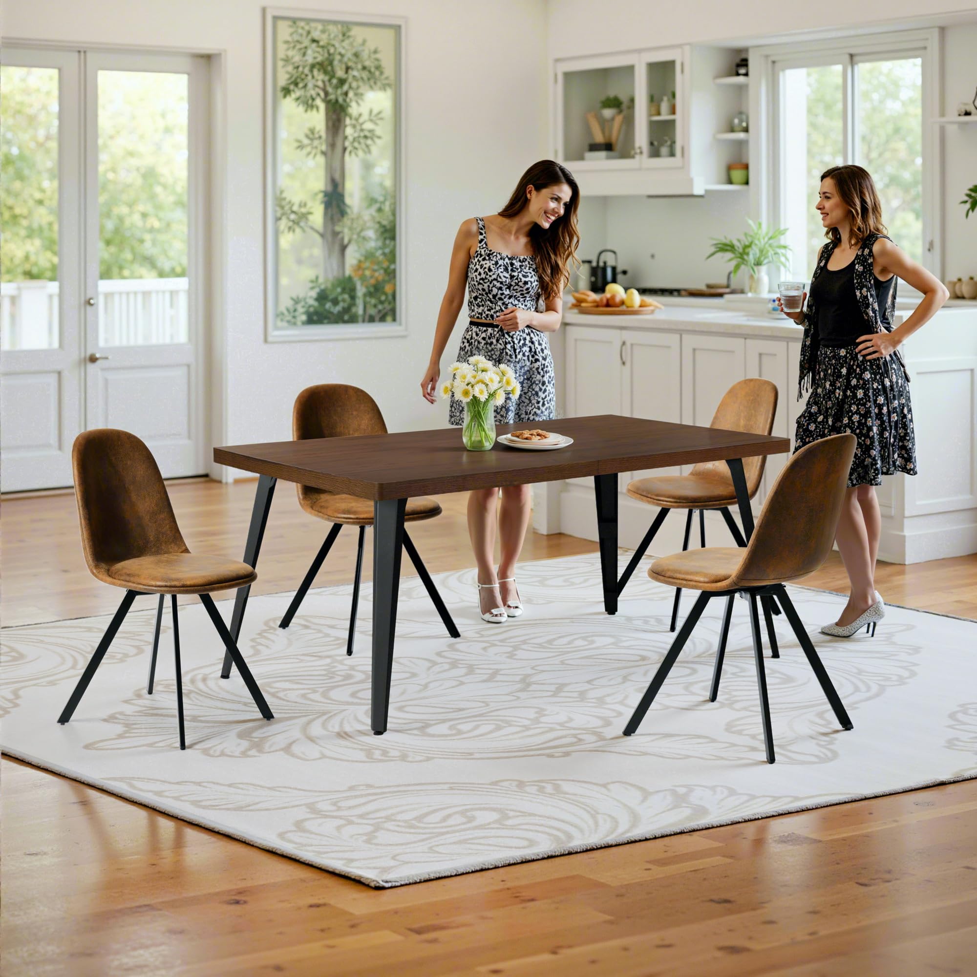 HomyCasa 5-Piece Mid-Century Modern Dining Set - 63