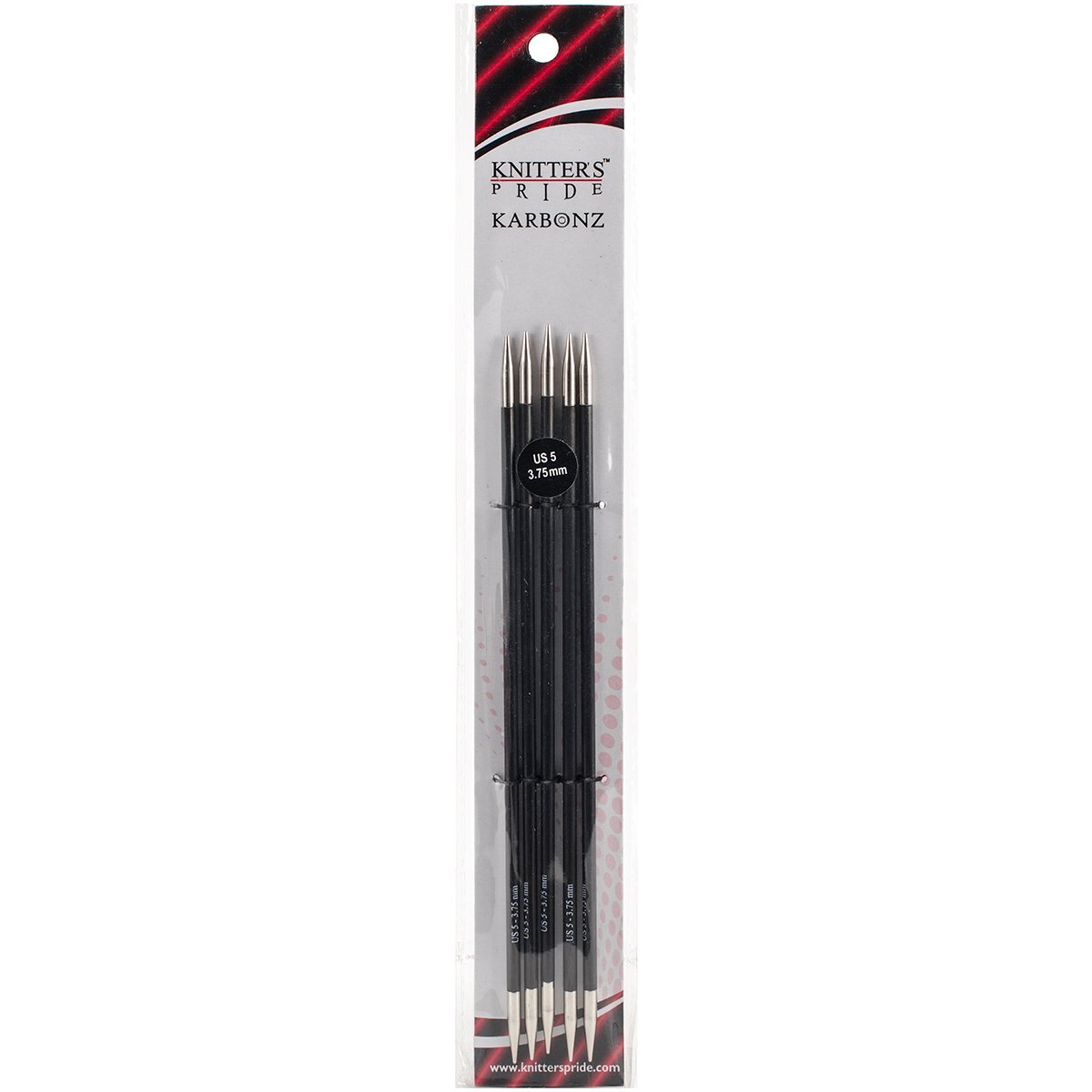 Knitter's Pride Karbonz Double Pointed 8-inch (20cm) Knitting Needles US Size 5 - Premium Carbon Fiber & Stainless Steel Tips for Socks, Mittens & Hat Knitting Projects