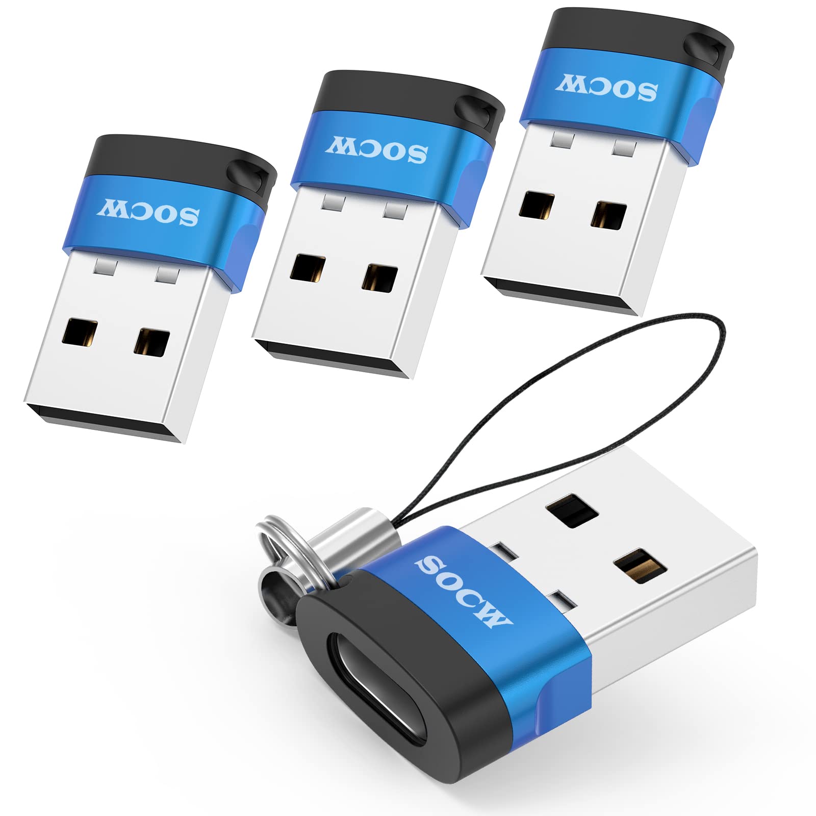 4-Pack USB C to USB Adapter - Type C Female to USB Male Charger Converter for Apple Watch Series 7/SE, iPhone 11/12/13 Pro Max, AirPods, iPad Air 4/5/Mini 6, Samsung Galaxy Note | Fast Charging & Data Sync | Perfect for Travel, Office & Home Use