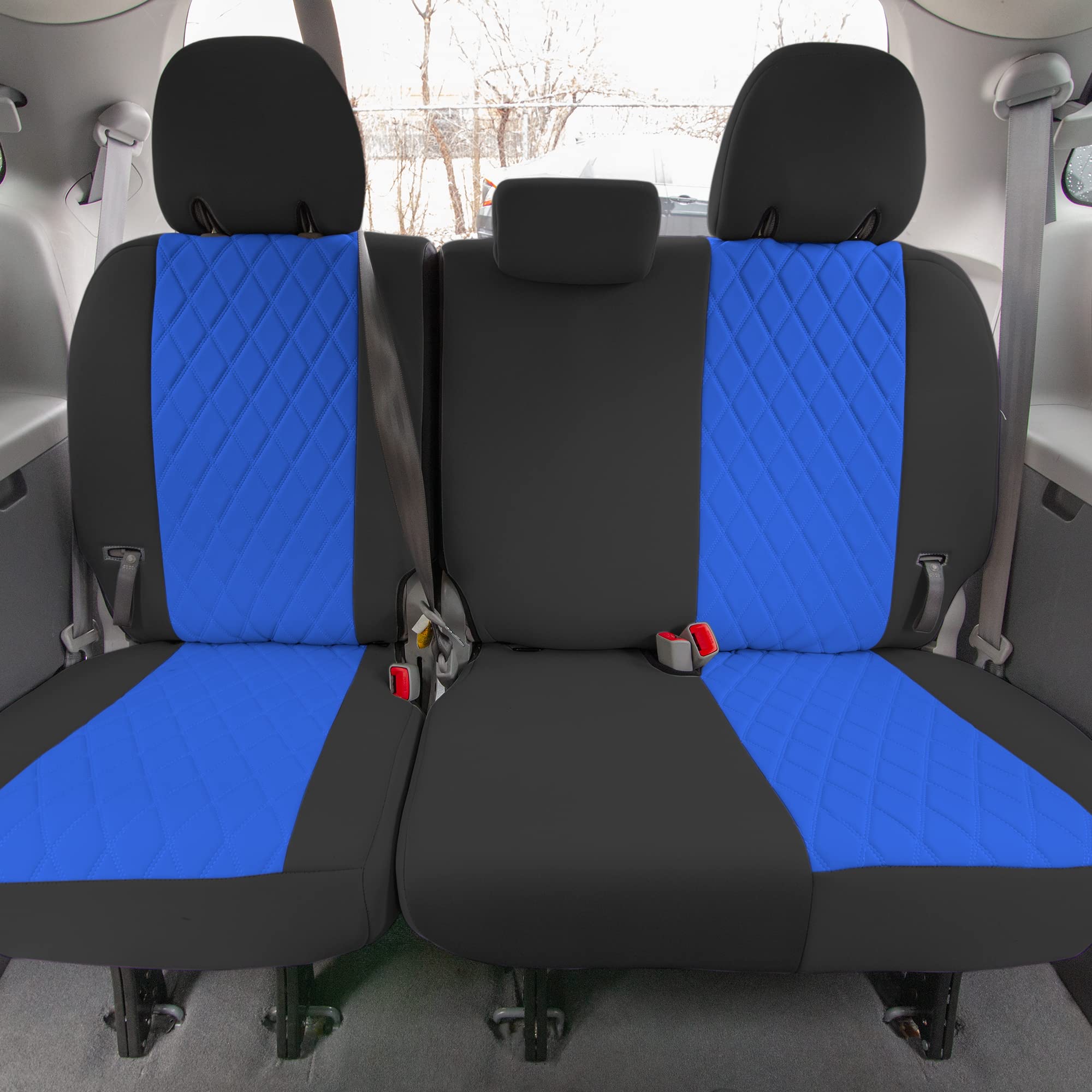 Premium Custom Fit Car Seat Covers for 2011-2020 Toyota Sienna 7-Passenger | Full Set Neoprene Seat Protectors | Waterproof & Washable Auto Seat Covers in Blue | Perfect for Family Road Trips & Daily Commutes