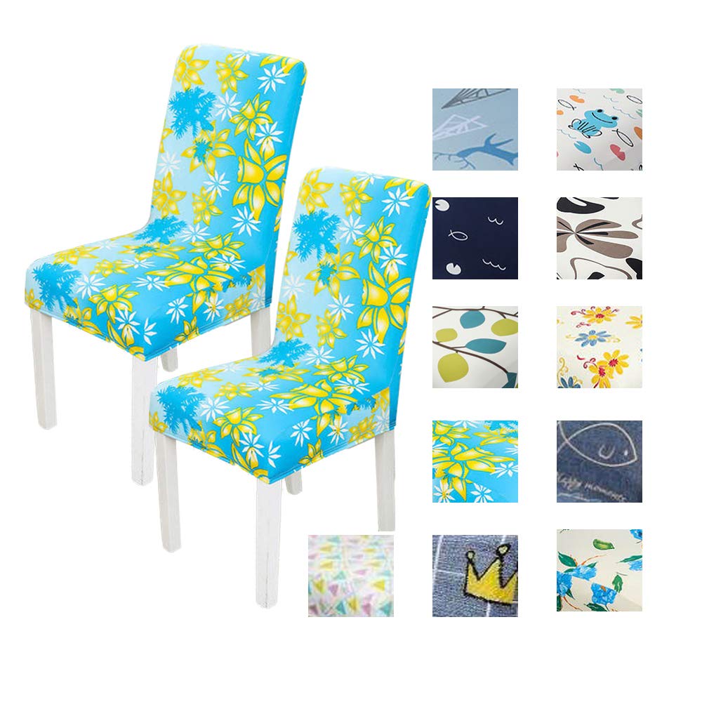 Stretchable Universal Dining Chair Slipcovers - Removable Parsons Chair Covers Set of 2 with 5 Pattern Options - Perfect for Home, Restaurant, and Office Dining Furniture Protection