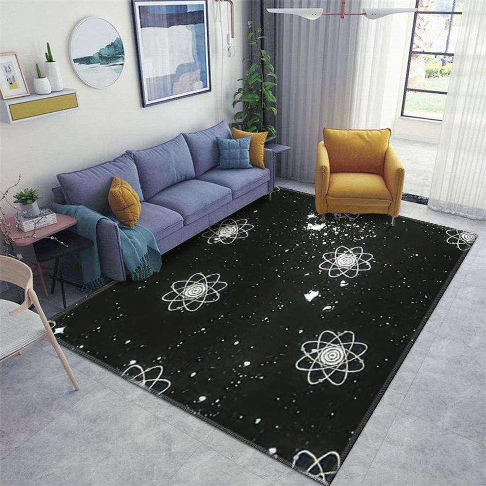 Non-Slip Atom Pattern Area Rug - Soft Seamless Texture Repeating Design for Living Room, Nursery, Yoga Mat | Indoor/Outdoor Floor Carpet & Door Mat - Home Decor & Fitness Use