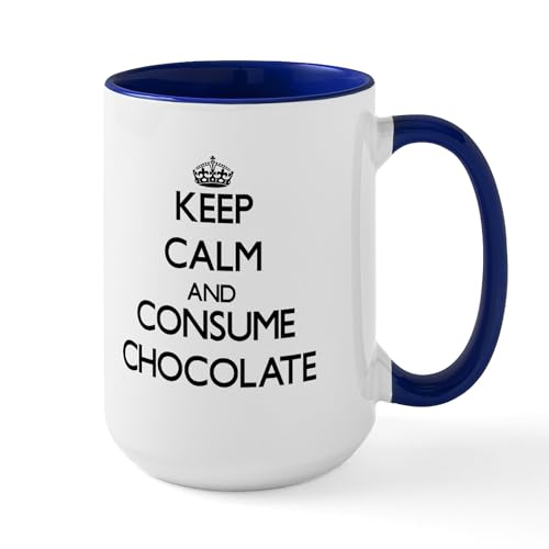 White/Navy Inside - Keep Calm And Consume Chocolate Mugs