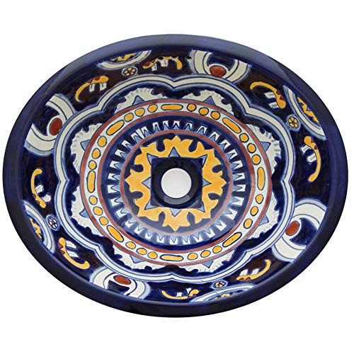 Handmade Talavera Mexican Ceramic Bathroom Sink - Authentic Hand-Painted Design for Bathroom & Powder Room Decor - Perfect for Southwestern, Spanish, or Rustic Style Homes