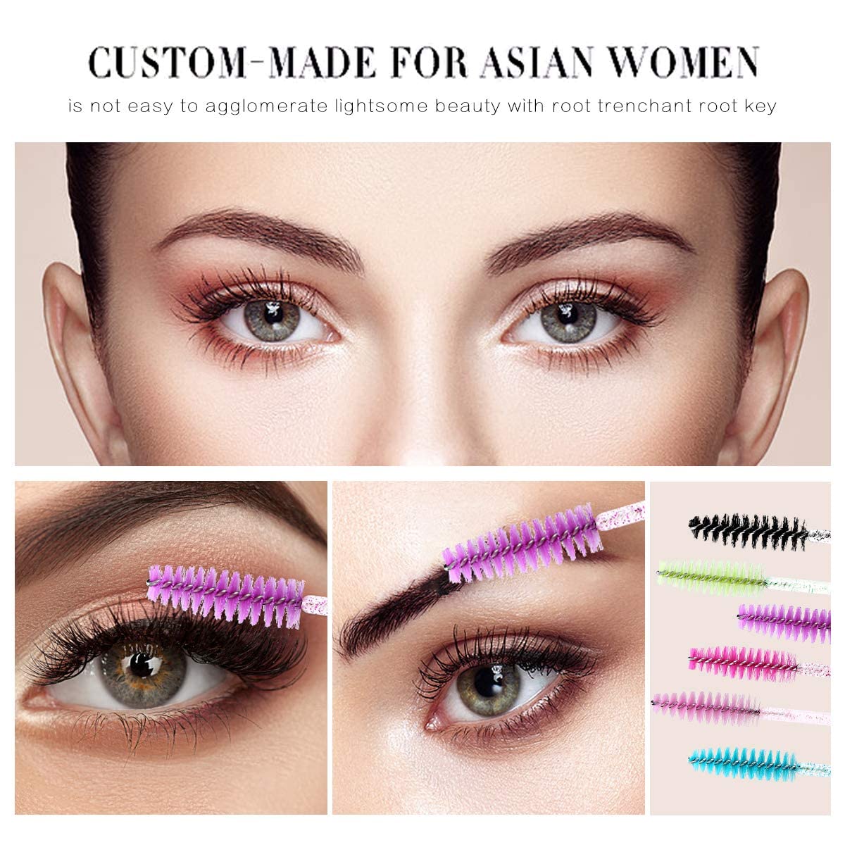 MYYNTI Professional Eyelash Mascara Brushes & Eyebrow Applicator Kit - 50pcs Multicolor Spoolie Wands for Lash Extensions & Makeup Application | Perfect for Salon Professionals, DIY Beauty & Home Use