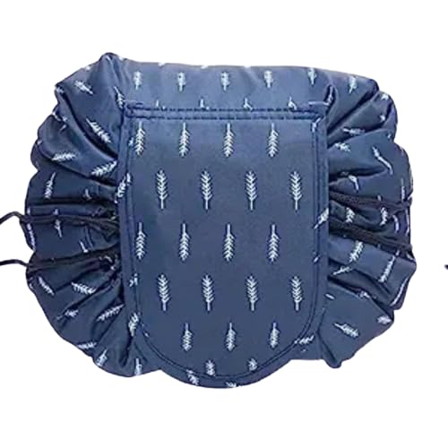 TREXEE Large Capacity Drawstring Storage Pouch - Stylish Portable Cosmetic Bag, Makeup Organizer for Travel, Gym & Daily Use (Blue) - Perfect for Toiletries, Jewelry & Small Essentials