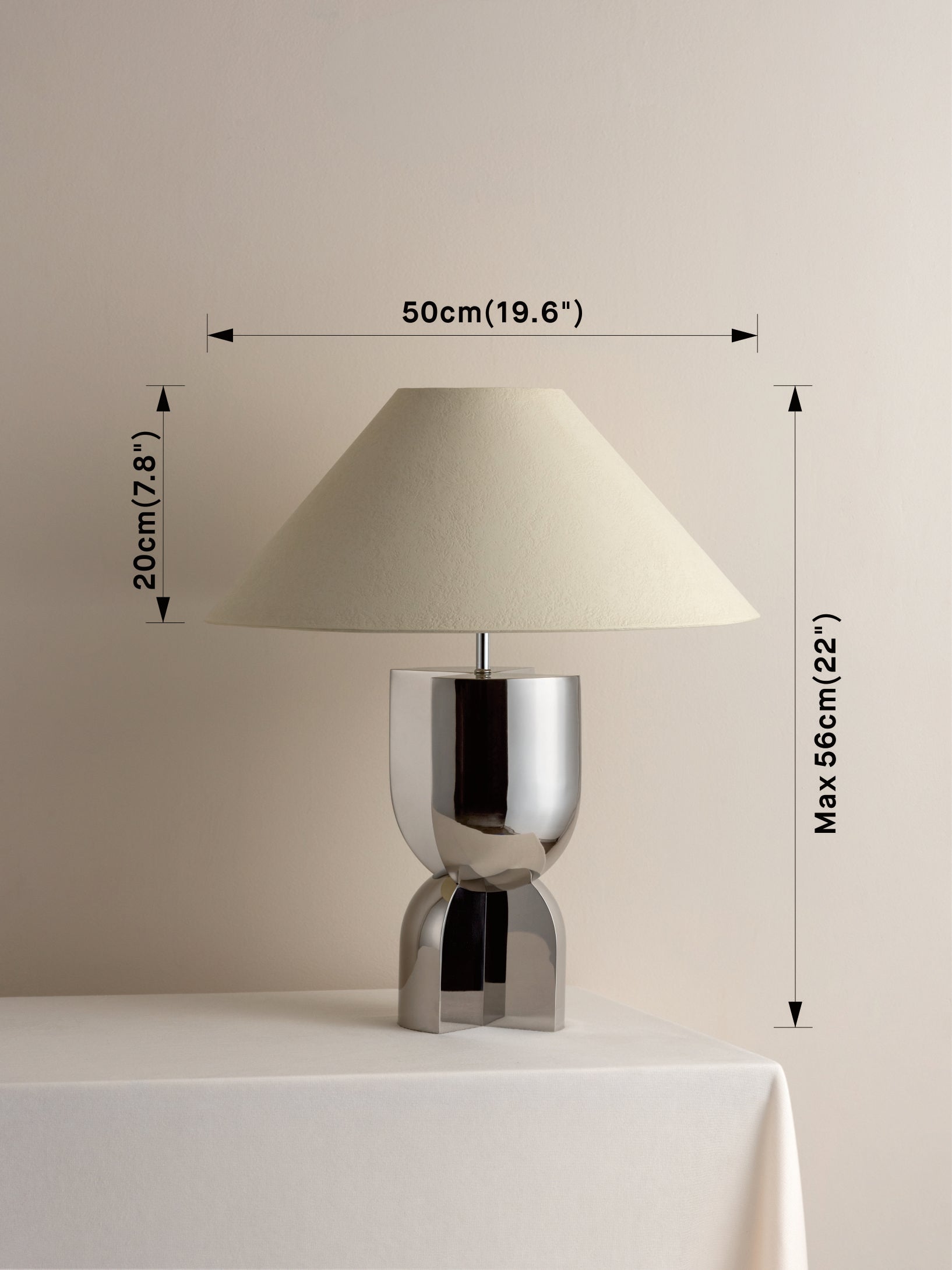 Vintage Chrome Lamp with Plaster Shade - Industrial Style Desk Light for Home Office, Living Room & Bedroom Decor
