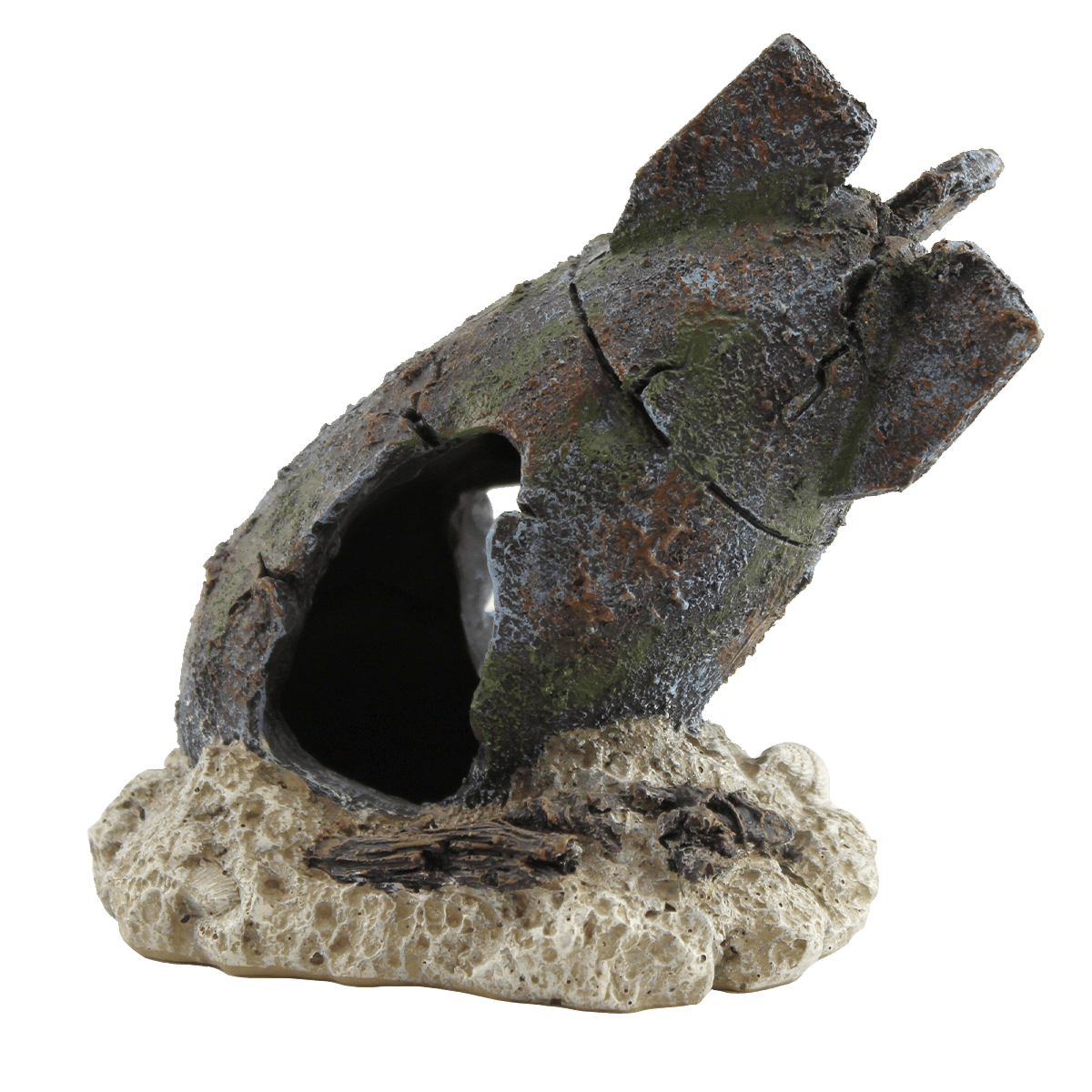 Fish Gear Sunken Bomb Aquarium Ornament - Realistic Underwater Decoration for Fish Tanks | Perfect for Aquascaping & Tropical Fish Habitat