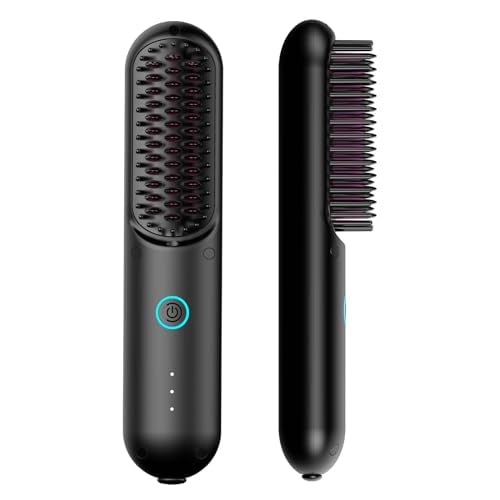 TYMO Cordless Hair Straightener Brush - Portable Ionic Straightening Brush for Women, Mini Travel Hot Comb with Fast Charging & Dual Power - Perfect for On-The-Go Styling at Home, Office, and Travel