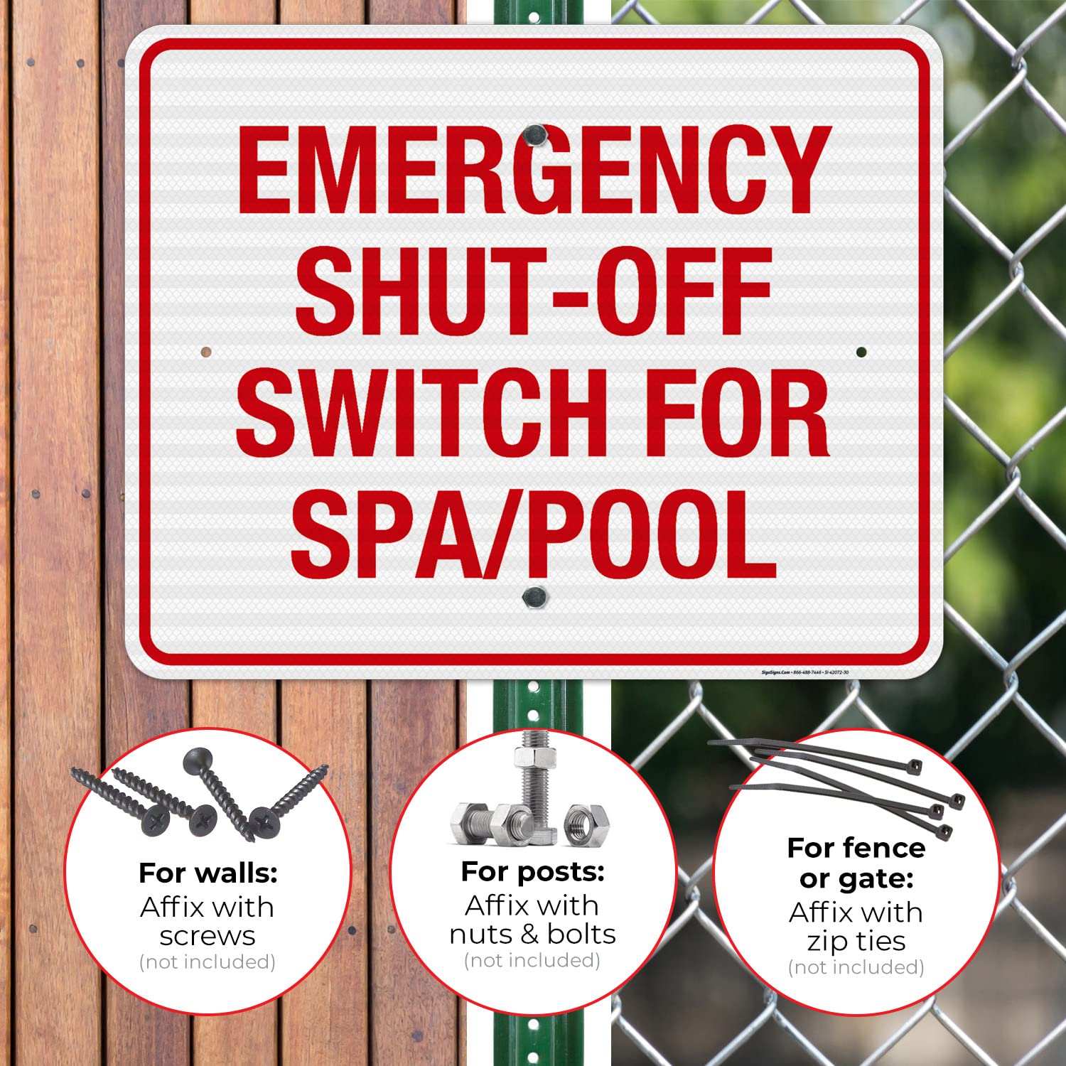 3M EGP Reflective Emergency Shut Off Switch Sign - 24x30 Inches, .080 Aluminum, Fade Resistant, Made in USA - Perfect for Pools, Industrial Facilities & Safety Compliance Areas
