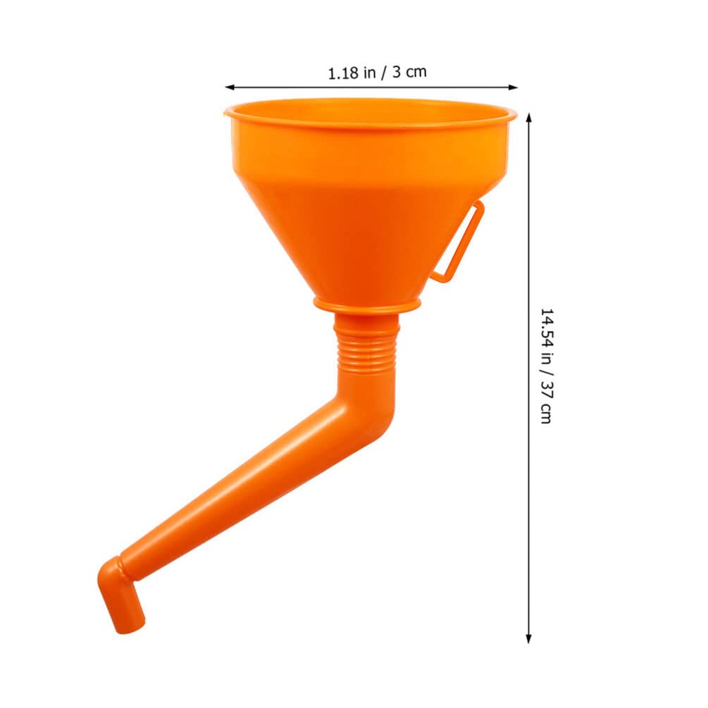 VICASKY Right Angle No-Spill Automotive Funnel - 2 Pack Orange Plastic Multi-Purpose Filling Funnel for Cars, Motorcycles, ATVs & Lawn Mowers - Perfect for Oil Changes, Fluid Transfers & DIY Maintenance