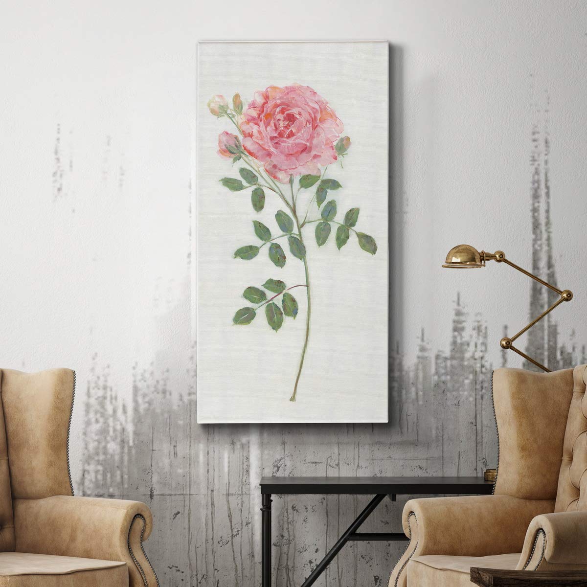 Pink and Green Floral Rustic Canvas Wall Art - 12