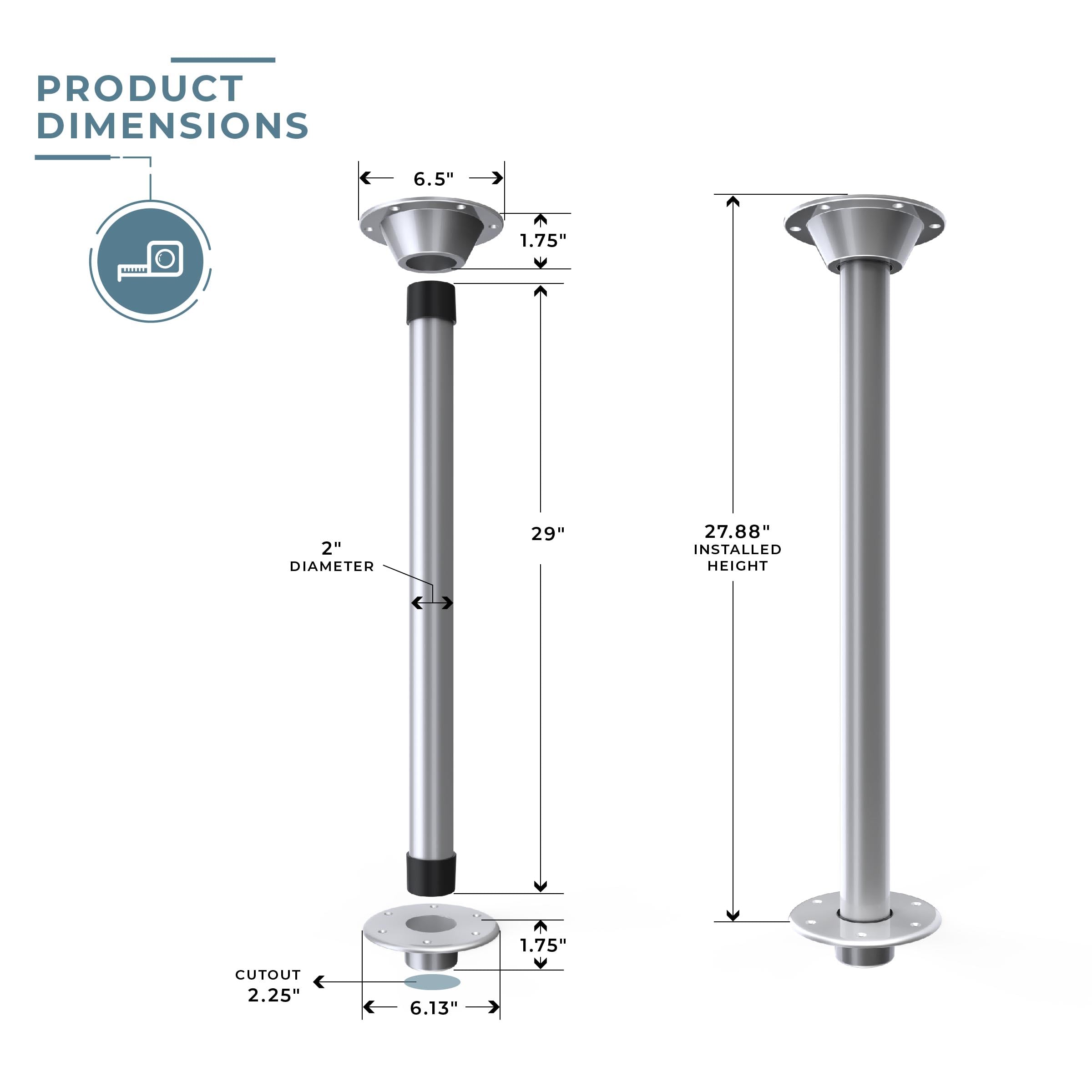 Manufacturers' Select ITC RV or Boat Table Leg System - 2 Complete SurFit 29