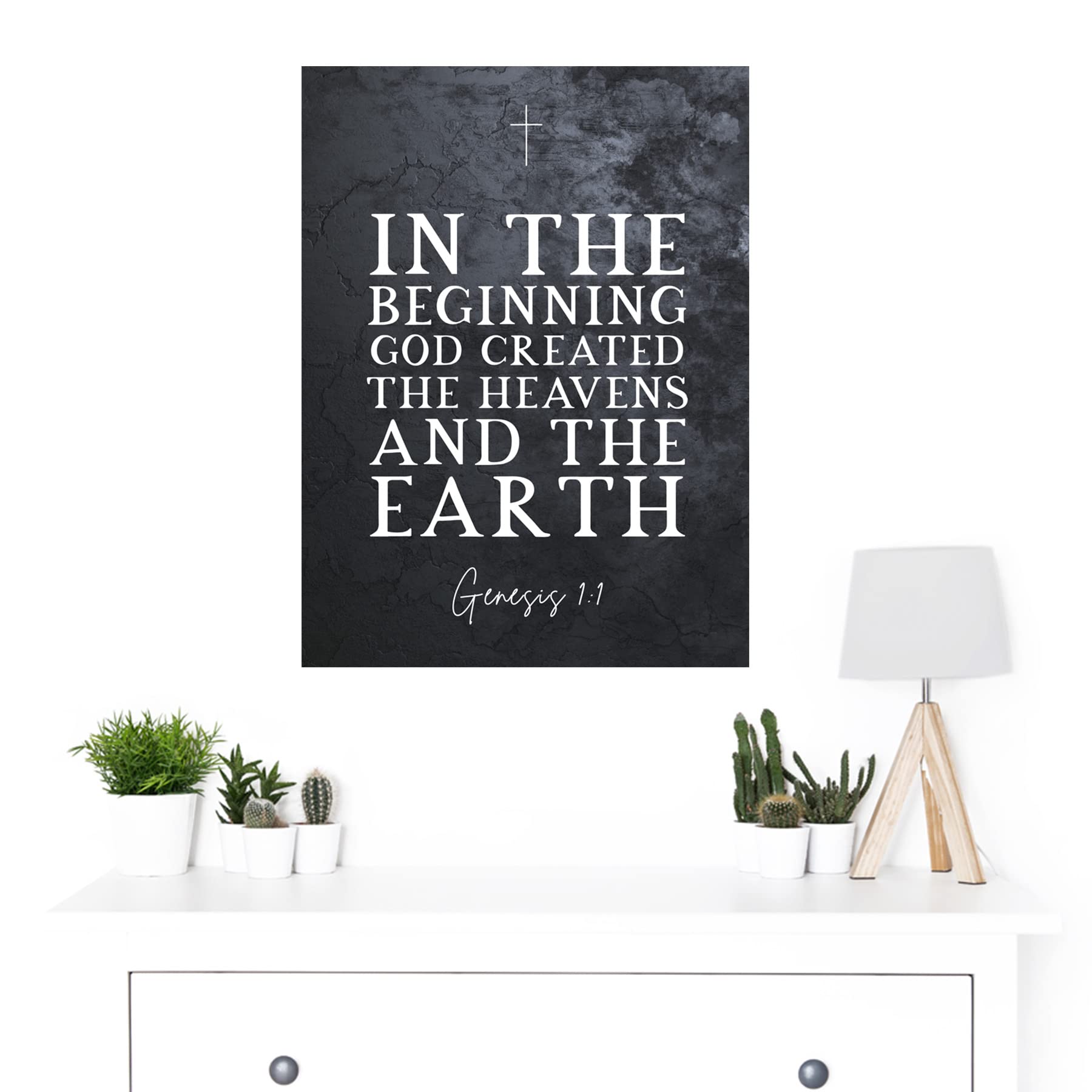 Artery8 Genesis 1:1 Bible Verse Canvas Print - Premium Christian Wall Art 18x24 Inch - Inspirational Scripture Decor for Home, Church & Office