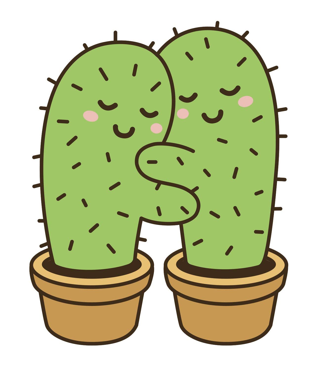 EW Designs Happy Sweet Succulent Cactus Couple Cartoon Fridge Magnet - 4 Inch Vinyl Decorative Magnet for Refrigerator, Locker, Office - Cute Home & Office Decor for Kitchen, Dorm, Workspace