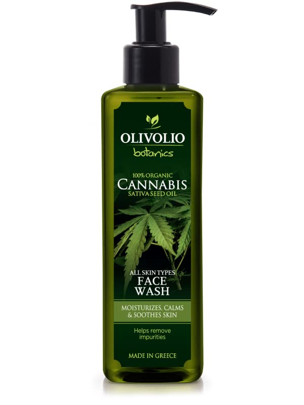 Olivolio Natural Face Wash with 95% Organic Ingredients & Hemp Oil - Gentle Cleansing Gel for Sensitive Skin - 250ml - Perfect for Daily Skincare Routine & Makeup Removal