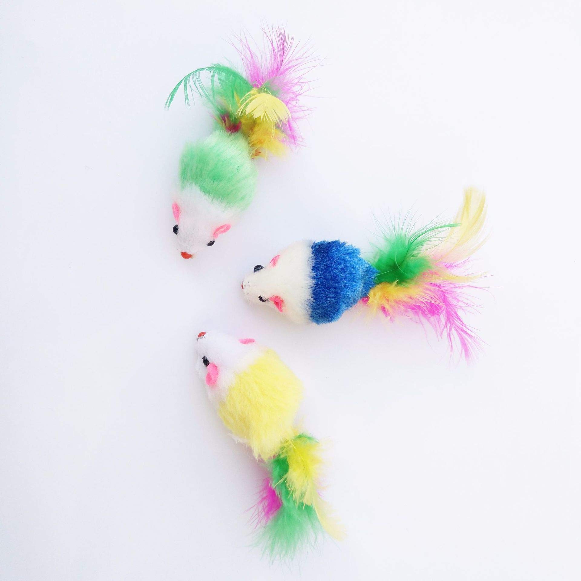 Smoro 20Pcs Cat Feather Mouse Toys - Interactive Kitten Toys with Feathers for Playful Cats - Fun Mini Mouse Catnip Toys for Indoor & Outdoor Playtime