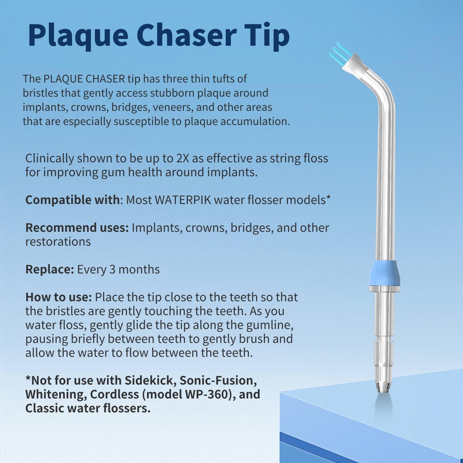 Waterpik Replacement Heads & Plaque Chaser Tips - 6 Pack for Optimal Oral Hygiene, Perfect for Travel, Home, and Dental Care