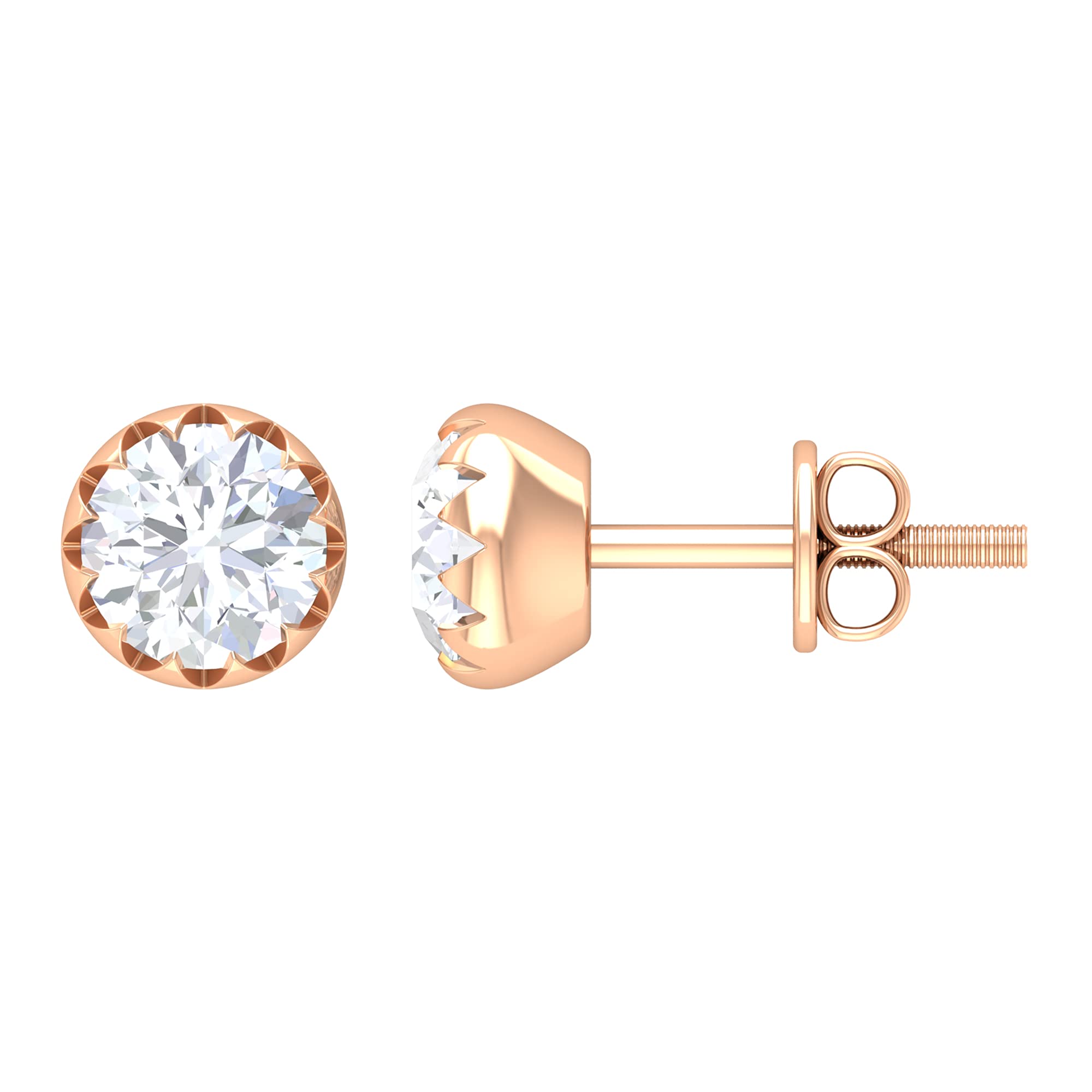 1 CT Certified Moissanite Stud Earrings for Women - 14K Solid Gold Solitaire Earrings - Perfect for Everyday Wear, Gifts & Special Occasions