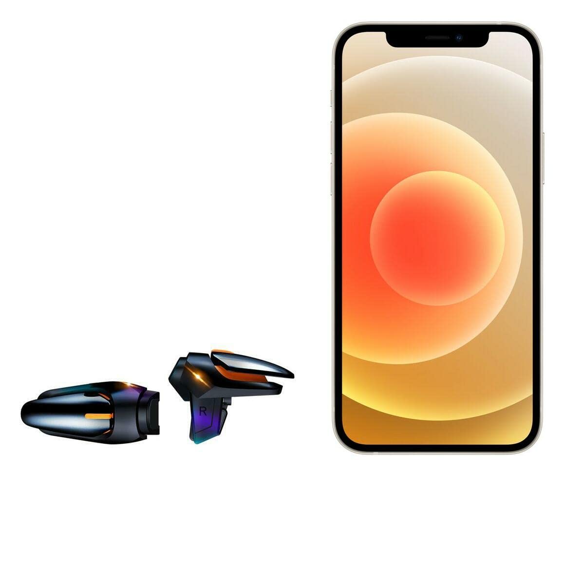 BoxWave Gaming Gear Compatible with Apple iPhone 12 Mini - Touchscreen QuickTrigger Auto, Trigger Buttons for Mobile FPS Gaming - Jet Black - Perfect for PUBG Mobile, Call of Duty Mobile & Fortnite Battle Royale