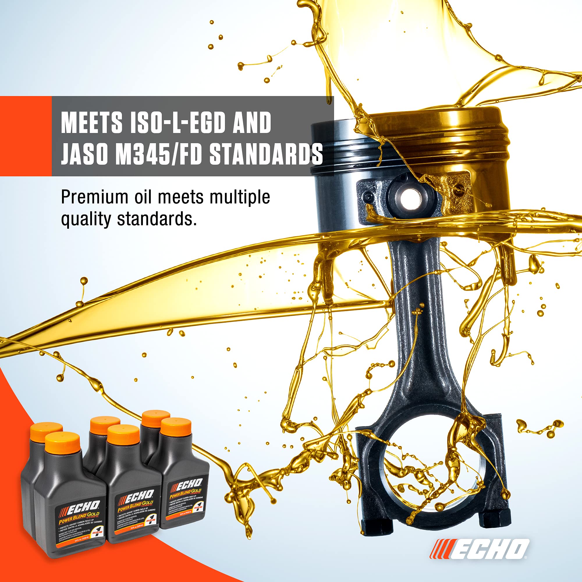Echo Power Blend Gold Oil Mix 50:1 - High-Performance Semi-Synthetic 2-Cycle Engine Oil for 2-Stroke Outdoor Power Equipment - Low Smoke Emission - 2.6 fl oz (48 Pack) - Ideal for Chainsaws, Lawn Mowers, Trimmers & Other Outdoor Tools
