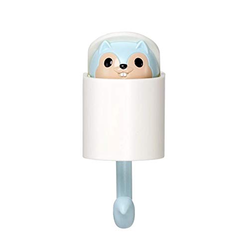 Cute Squirrel Wall Hooks - 4 Color Cartoon Adhesive Hooks for Kids Room & Home Decor (Blue)
