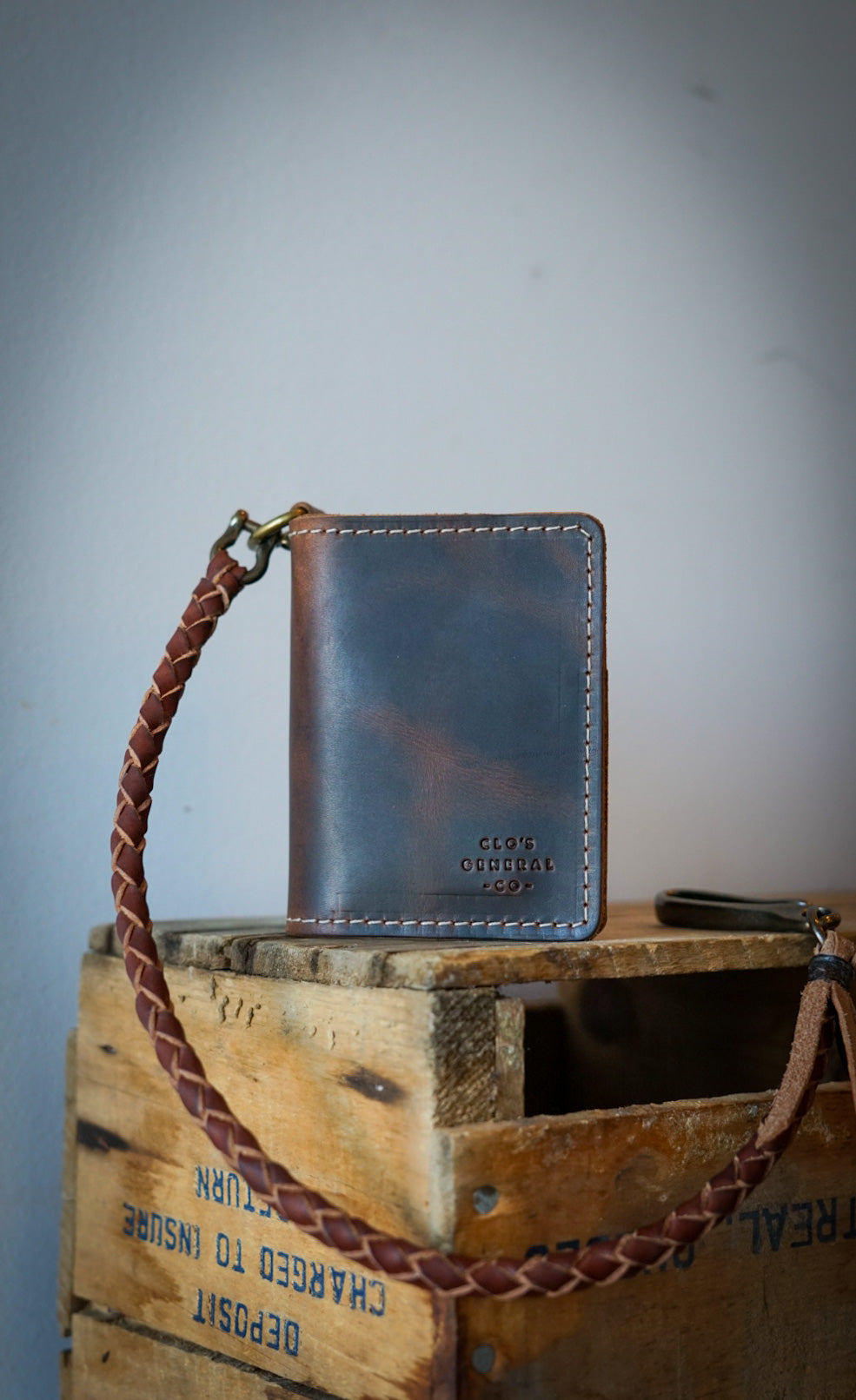 Mini Trucker Wallet with Braided Lanyard - Hardtimes Brown | Slim RFID Blocking Bifold Wallet for Men | Perfect for Travel, Work & Everyday Carry