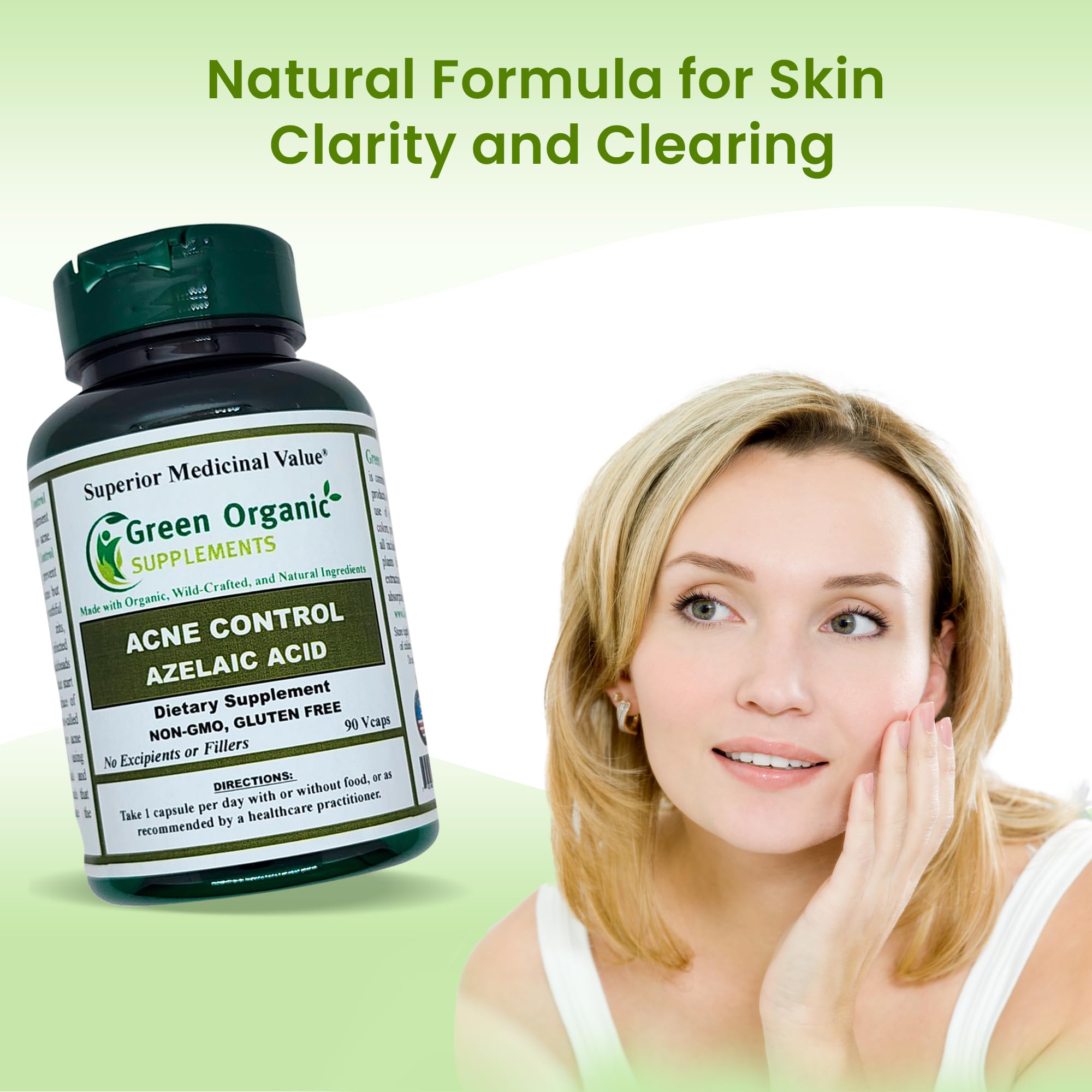 Azelaic Acid 90 VCaps for Acne Treatment - High Absorption, Non-GMO, Gluten-Free Supplement | Clear Skin Solution for Teens & Adults