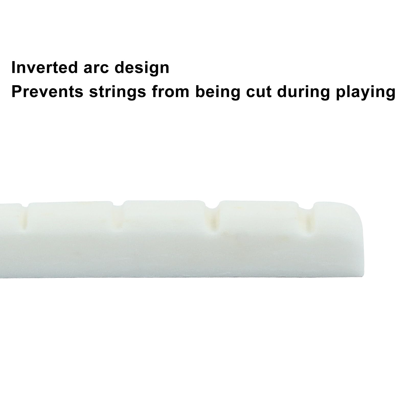 Muertenze 42mm Bone Nut for Electric Guitar - 6 String Slotted Nut, Flat Bottom, White (42 x 4.5 x 3.5mm) - Perfect for LP Style Electric Guitars & Folk Acoustic Guitars - Ideal for Guitar Repair, Maintenance & Custom Upgrades