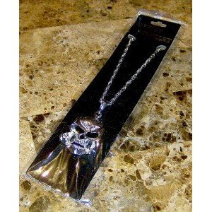 Skull with Rose in Teeth Silver Tone Necklace - 27