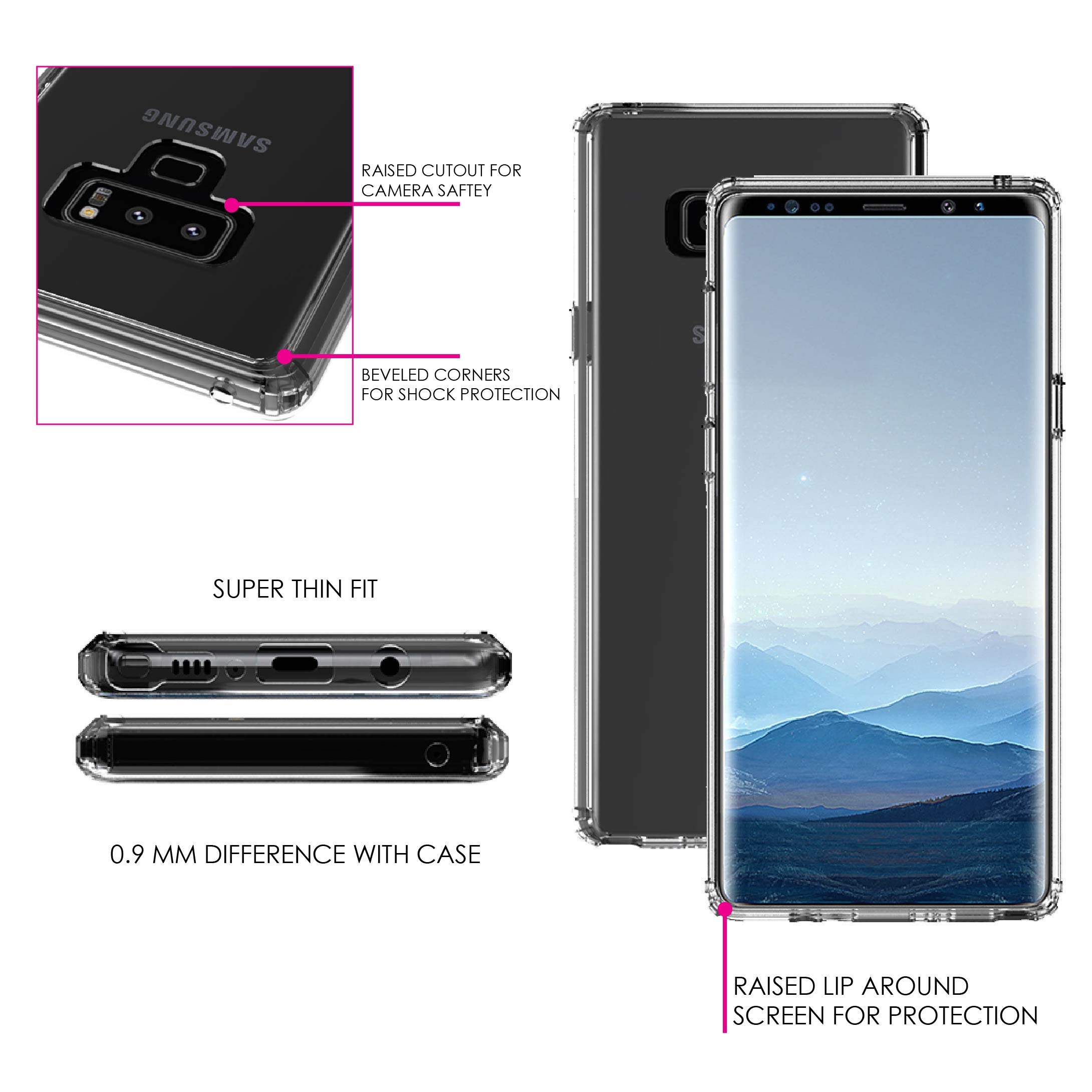 Shockproof Clear Hybrid Case for Samsung Galaxy Note 9 (6.4 Inch) - Durable TPU Bumper & Scratch-Resistant Acrylic Back with Tempered Glass Screen Protector - Perfect for Outdoor Activities, Daily Use, Travel & Work - Ideal for Hiking, Commuting, Business Trips & Everyday Lifestyle - Great for Office, Gym, School & Adventure