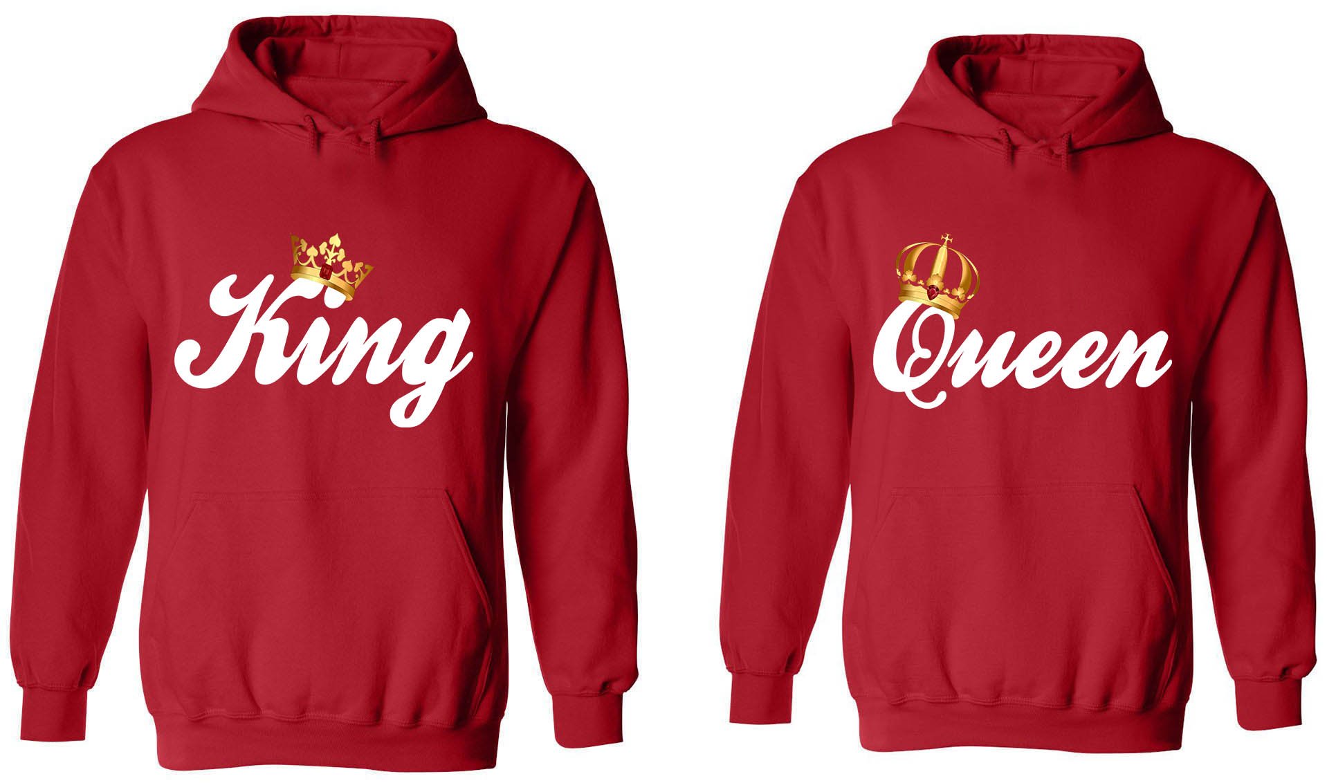 King & Queen Matching Couple Hoodies - His & Her Soft Fleece Pullover Sweatshirts for Couples, Valentine's Day Gifts, Anniversary Gifts, Christmas Gifts, Cozy Winter Outfits
