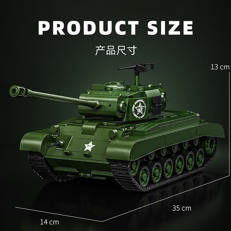 1/16 Scale 12GO 97011 M26 Pershing WWII Tank Model - Collectible Military Vehicle for Display & Wargaming Scenes