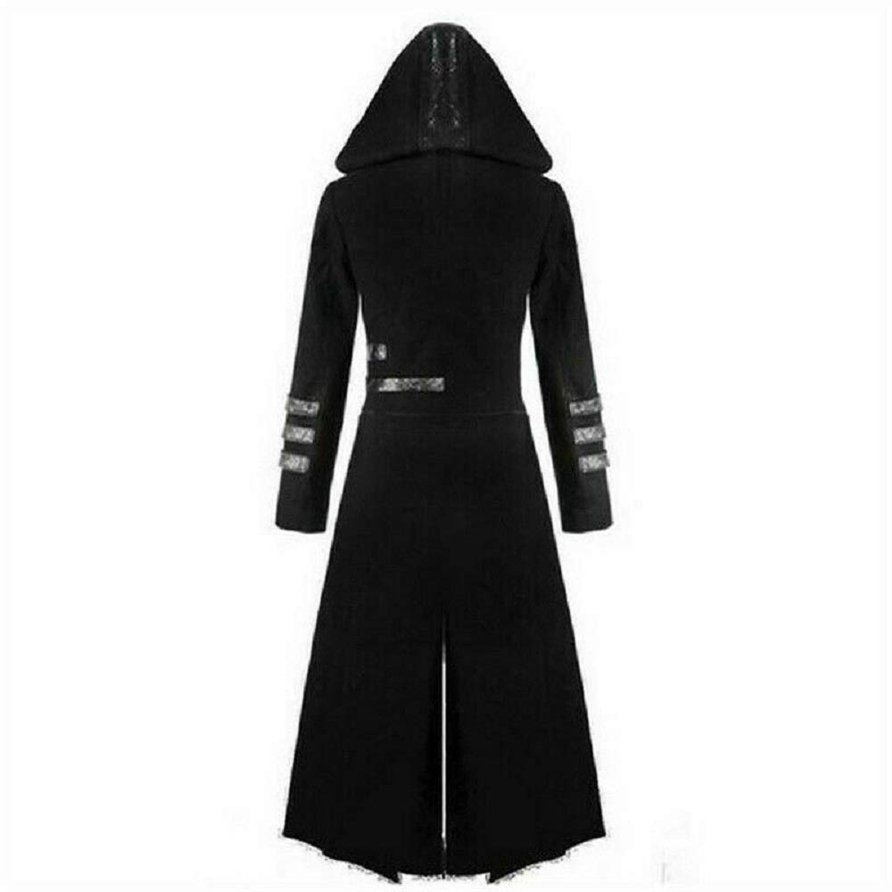 Premium Scorpion Men's Hooded Trench Coat - Long Gothic Steampunk Jacket in Red/Black | Perfect for Cosplay, Halloween Costumes & Alternative Fashion Events