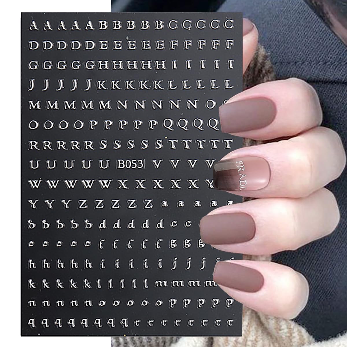 8 Sheets 3D Self-Adhesive Nail Art Stickers - Laser Black White Gold Silver English Letters Nail Decals for Women & Girls | DIY Nail Decor for Parties, Weddings, Holidays & Everyday Fashion