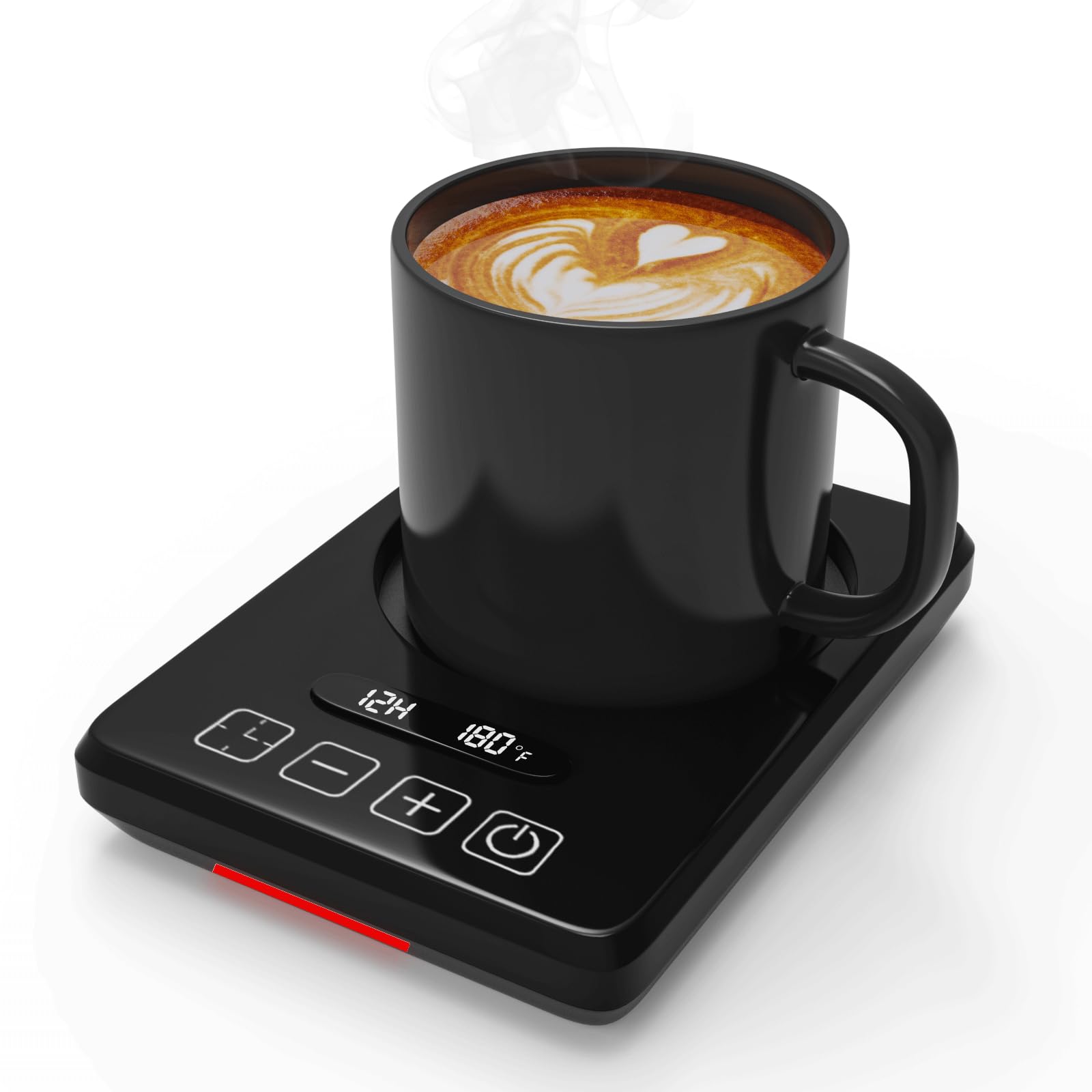 Adjustable Coffee Cup Warmer for Desk (120°F-180°F) with Auto Shut Off (1-12H) - Fast Heating Beverage Warmer for Coffee, Tea & Milk - Perfect for Office, Home & Dorm Use - Black