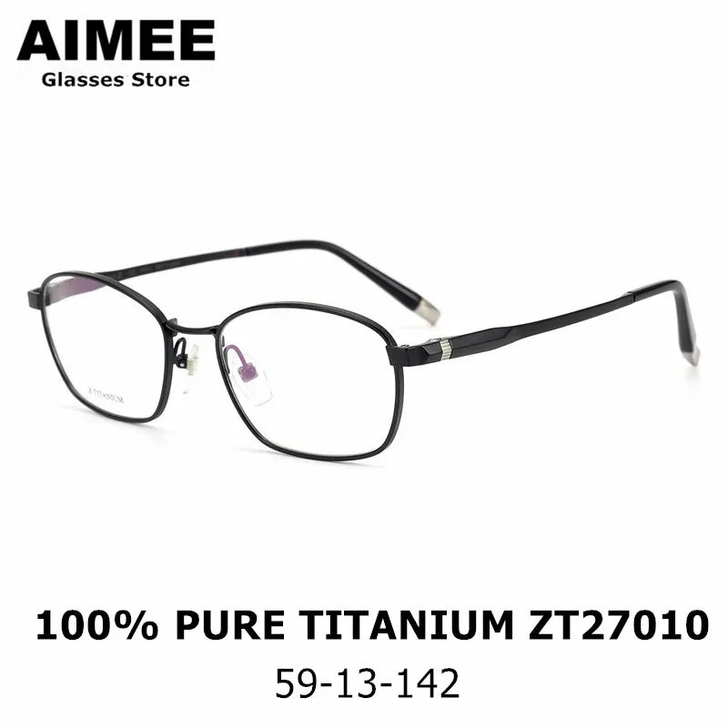Aimee Unisex Full Rim Square Titanium Eyeglasses Frame 27010 - Lightweight Durable Glasses for Men & Women - Perfect for Reading, Work, and Everyday Use