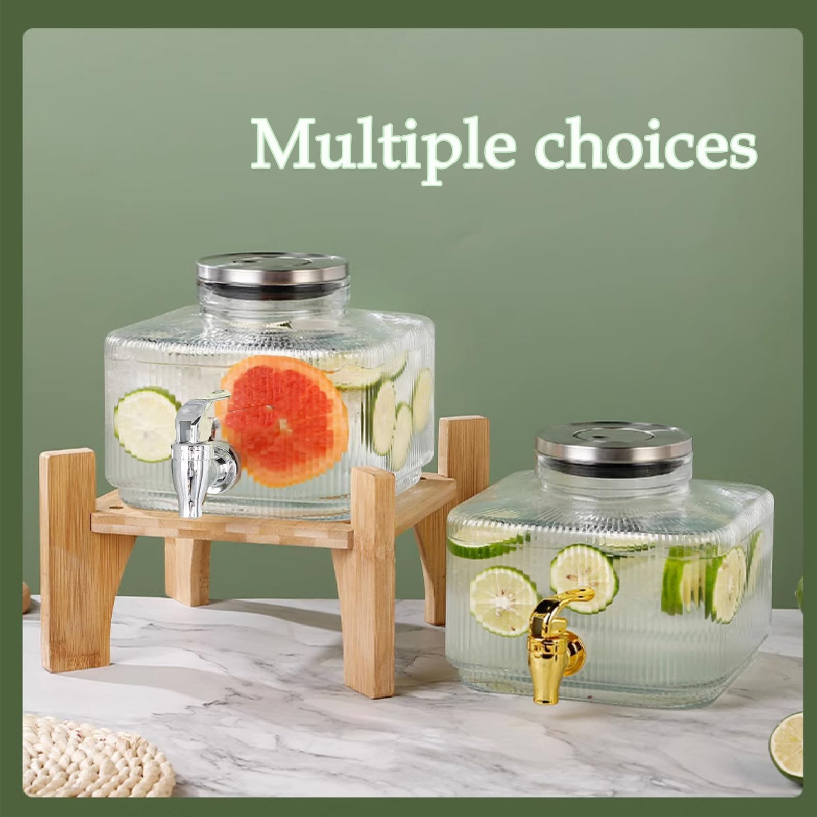 Glass Beverage Dispenser with Stainless Steel Stand & Spigot - 5 Gallon Party Drink Dispenser for Water, Lemonade, Iced Tea - Perfect for Weddings, BBQs, and Outdoor Events