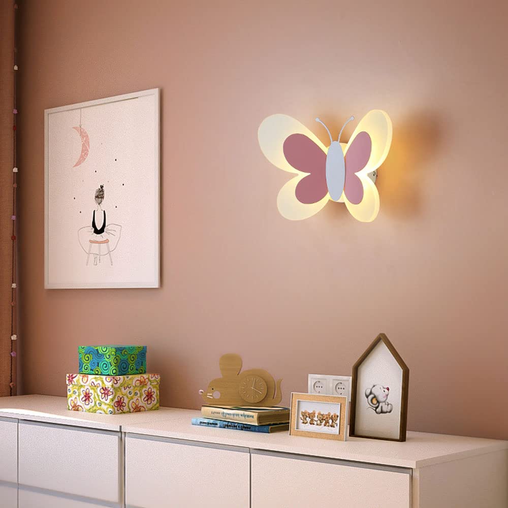 Creative Butterfly Wall Lamp - Cartoon Kids Room LED Night Light, Bedside Wall Sconce for Bedroom & Nursery - Nordic Style Decorative Lighting for Hallway, Corridor & Children's Play Area