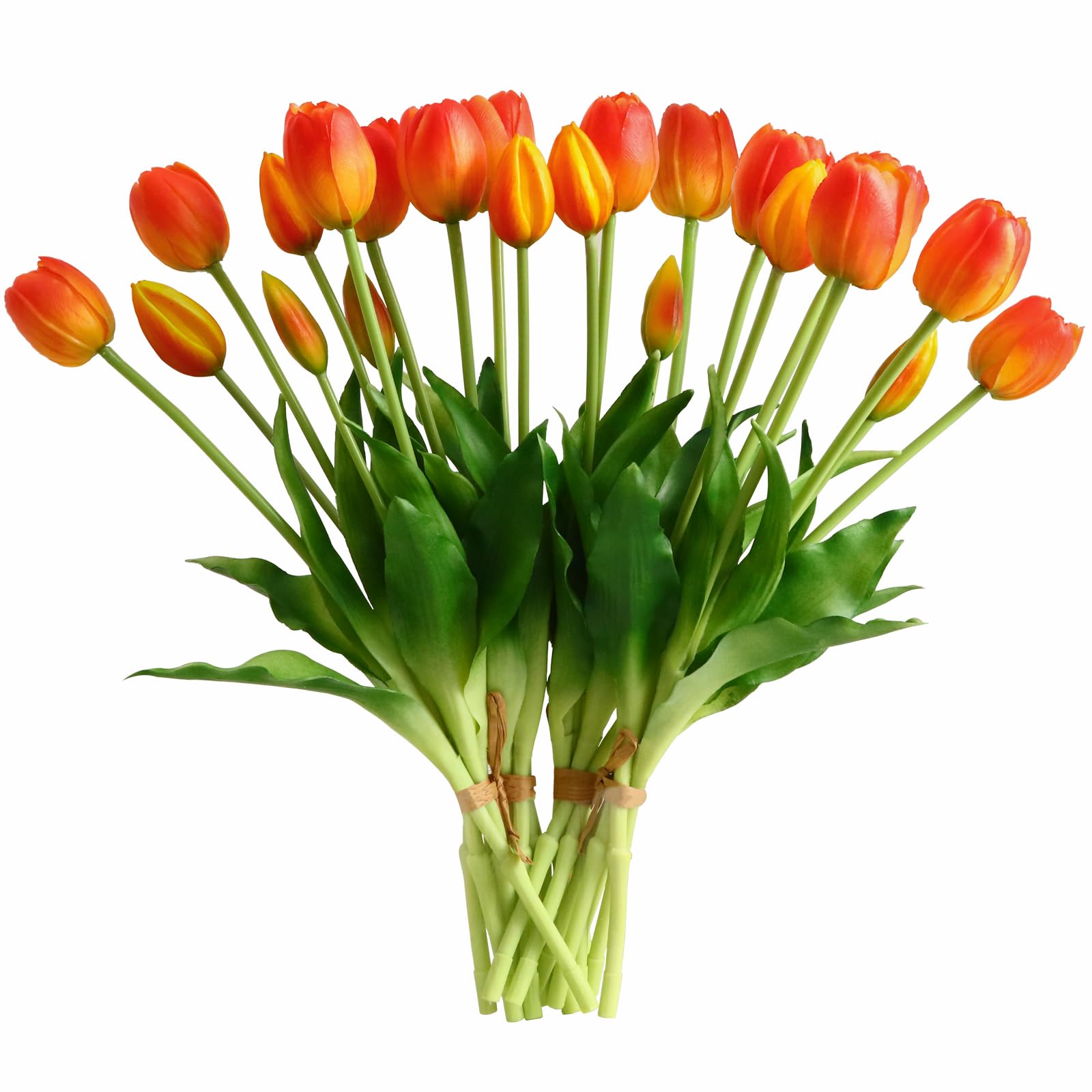 20pcs Real Touch Artificial Tulips Flowers - Faux Latex Tulip Bouquet with Gift Box for Wedding, Party, Home & Room Decoration (Orange) - Perfect for Centerpieces, Tablescapes & Seasonal Displays