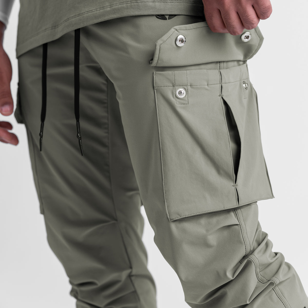 Tetra Lite® Cargo High Rib Jogger Pants for Men - Comfortable Sage Green Workout & Casual Wear - Perfect for Gym, Running, and Outdoor Activities