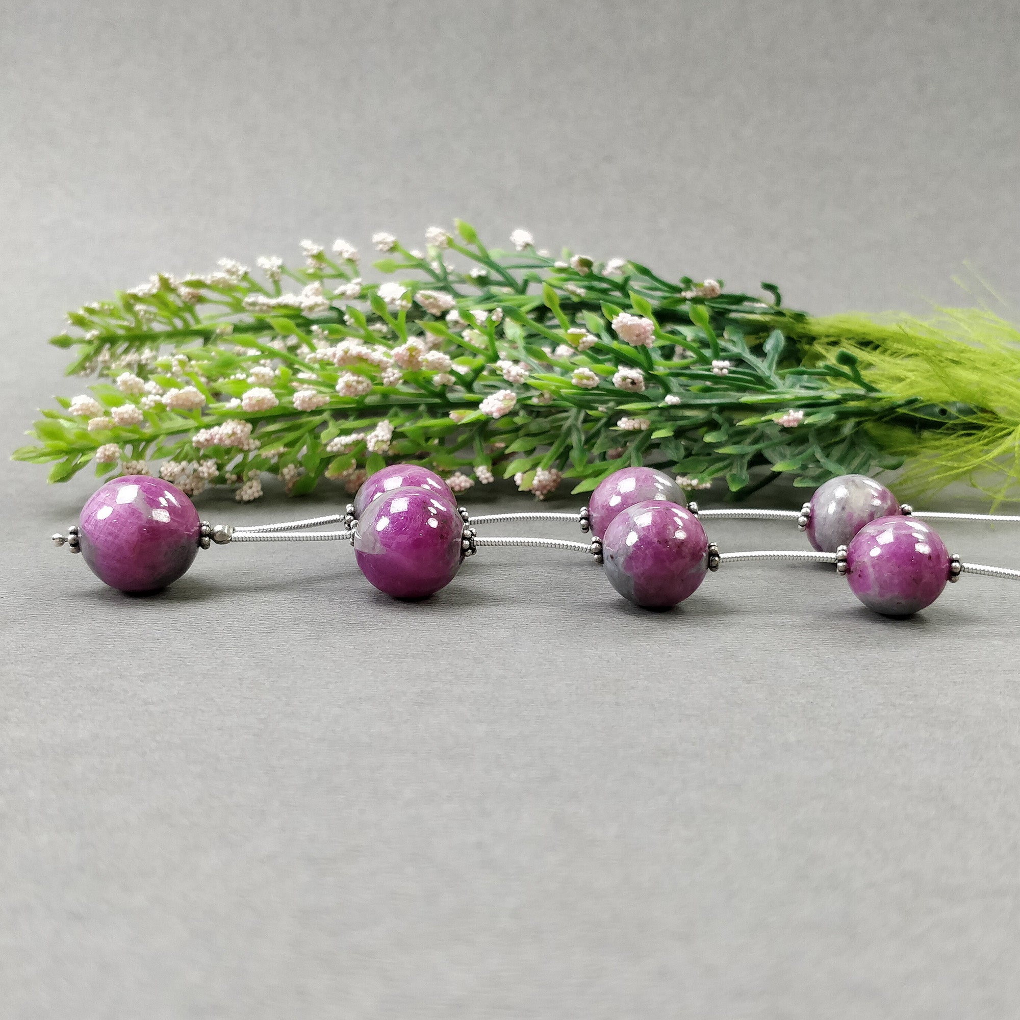 Natural Untreated Unheated Bi-Color Zoisite Ruby Loose Beads - 174.30cts, 12.5mm & 15mm - Premium Gemstone for Jewelry Making, DIY Crafts, and Healing Crystals