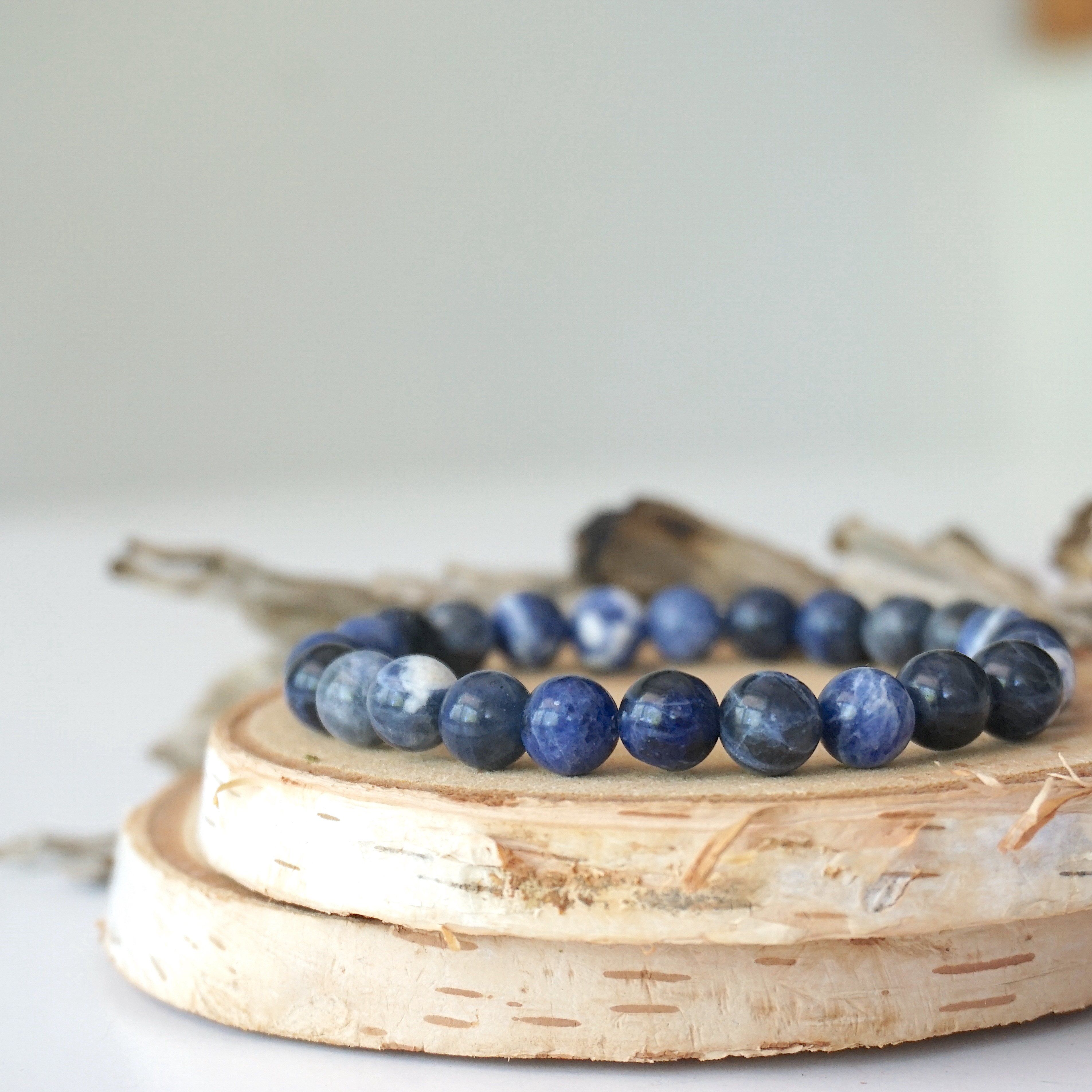 Sodalite Healing Crystal Mala Bracelet - Natural Stone Beads for Meditation, Stress Relief & Spiritual Balance | Perfect for Yoga, Mindfulness & Chakra Healing