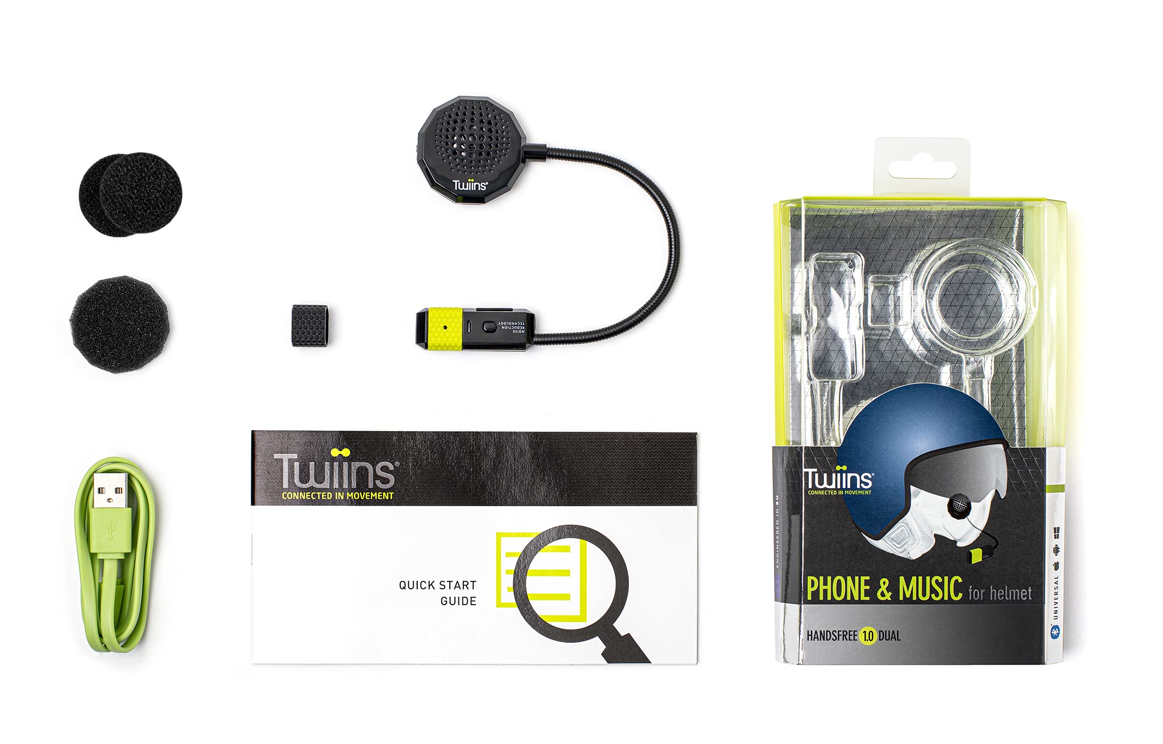 Twiins HF 1.0 Bluetooth Motorcycle Helmet Communication Headset with Single Speaker - Wireless Intercom for Riders, Hands-Free Calling & Music - Perfect for Road Trips & Group Riding